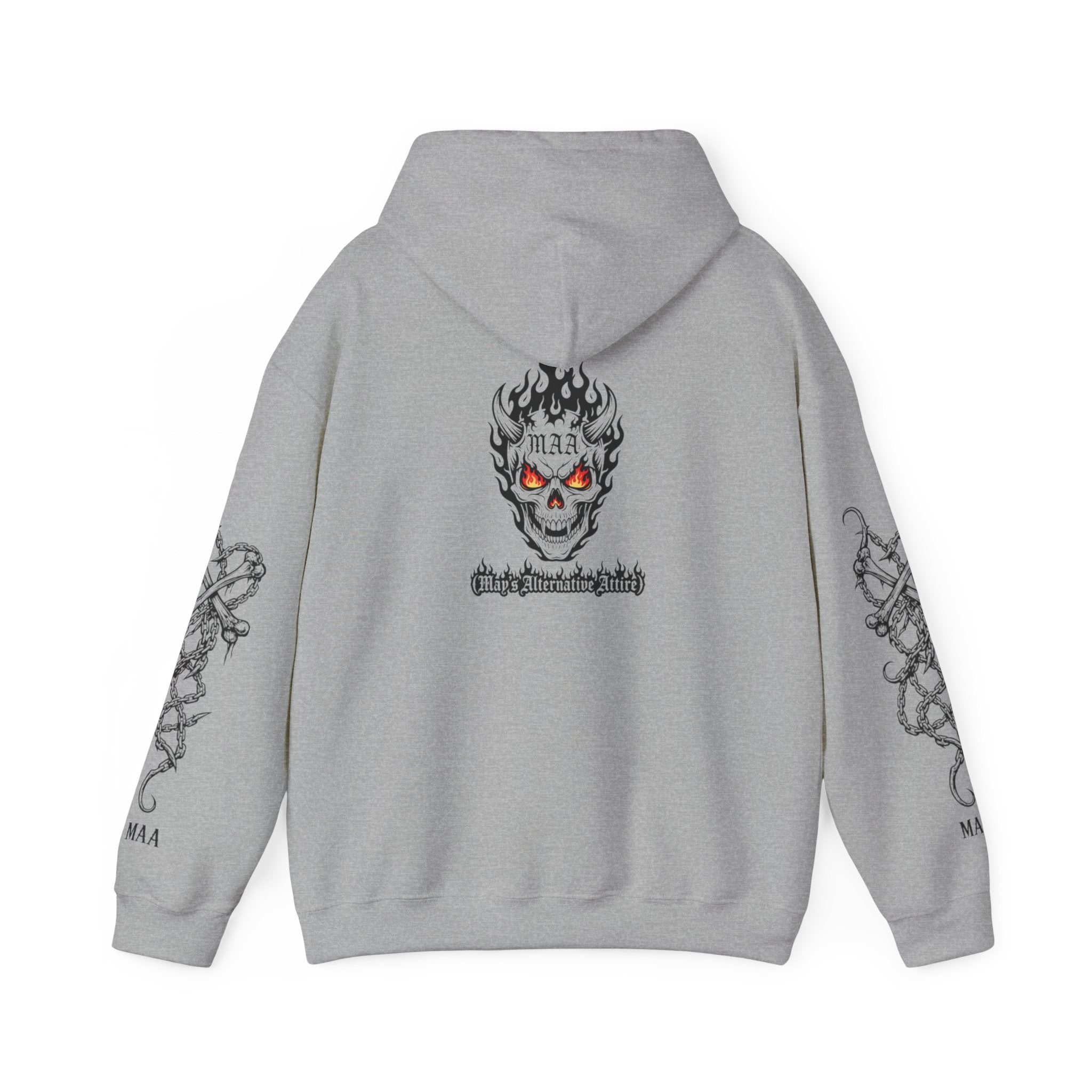 Fuel the Darkness Hoodie — Skull Flame Graphic Pullover