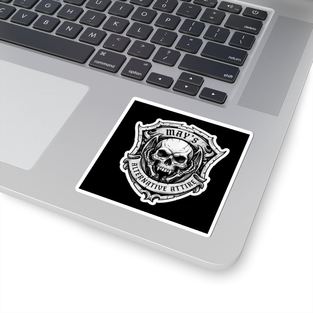 Skull Crest Kiss-Cut Sticker — "May's Alternative Attire" Gothic Laptop Decal