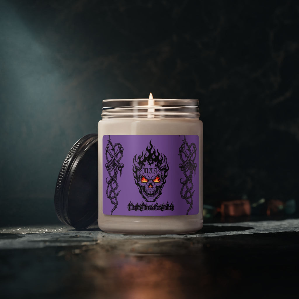 Soy Candle — Spooky Flaming Skull Scented Candle (9oz)