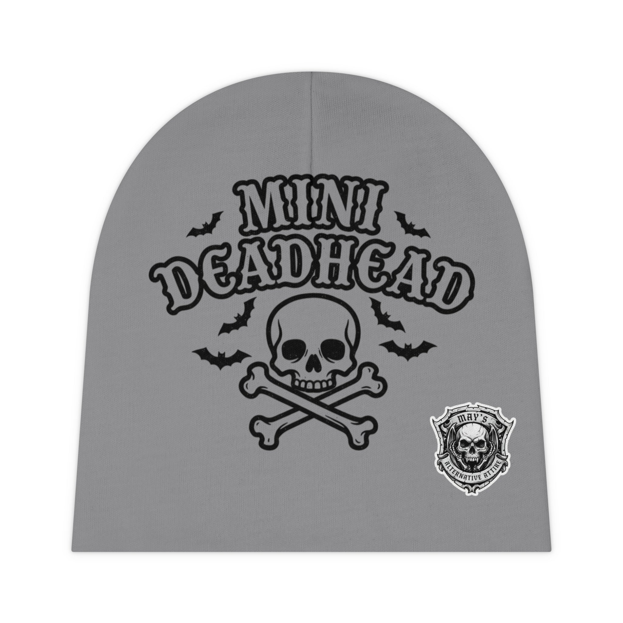 Mini Deadhead Baby Beanie — Skull & Crossbones Infant Hat (Cute Goth Newborn Gift)