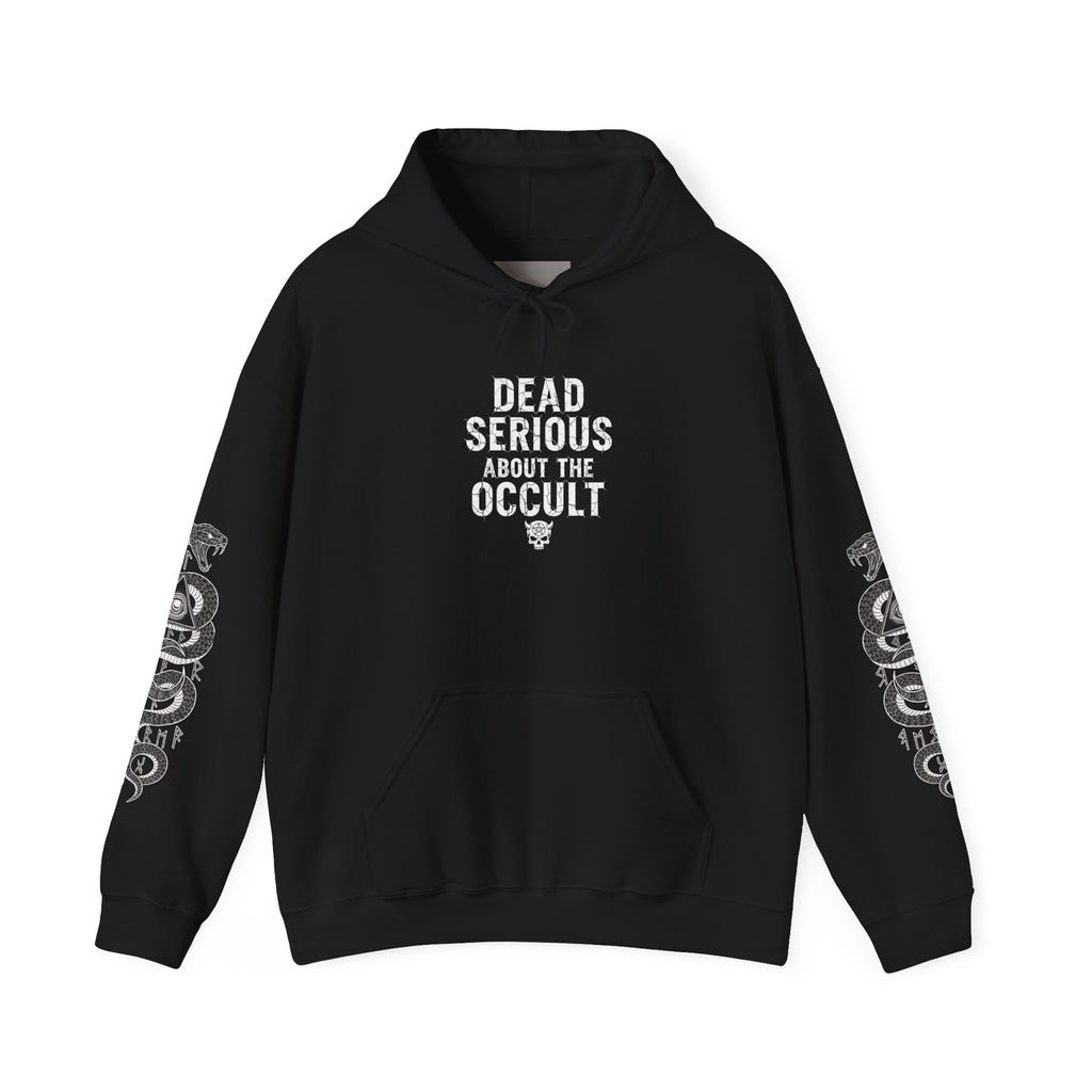 Occult Skull Hoodie — "Dead Serious About the Occult" Gothic Pullover