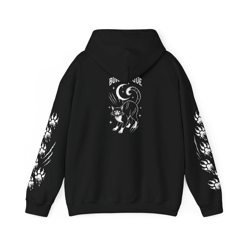 Tuxedo Cat Moon Hoodie — Black Graphic Hooded Sweatshirt | MAA Going Rogue Collection