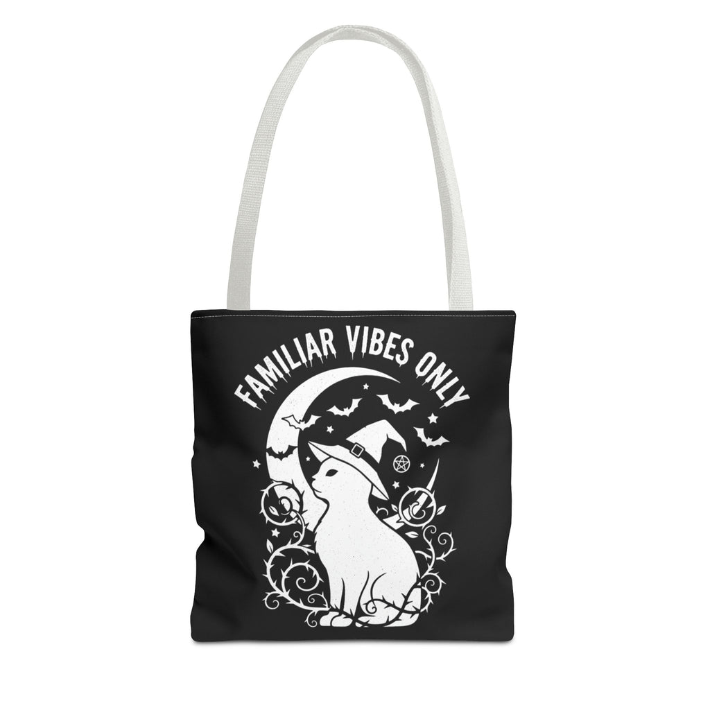 Witchy Cat Tote Bag — “Familiar Vibes Only” & M.A.A. Gothic Black Tote