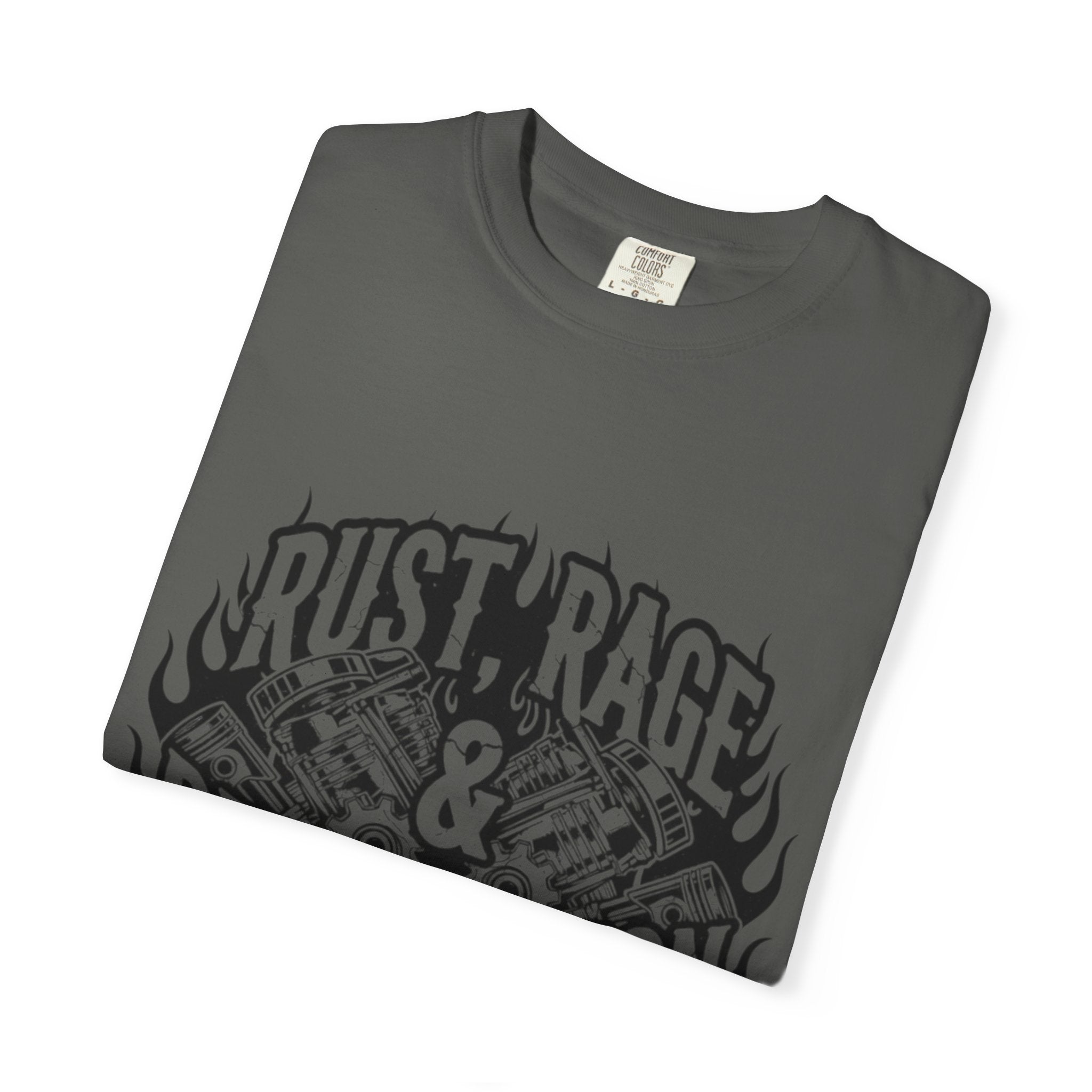 Rust, Rage & Redemption — Black Stencil | MAA Gasoline & Ghosts Unisex Tee