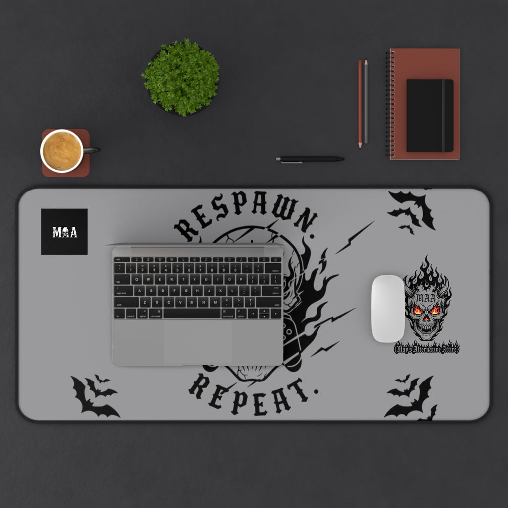 Respawn Repeat Skull Gaming Desk Mat — Gamer Mousepad for PC Setup
