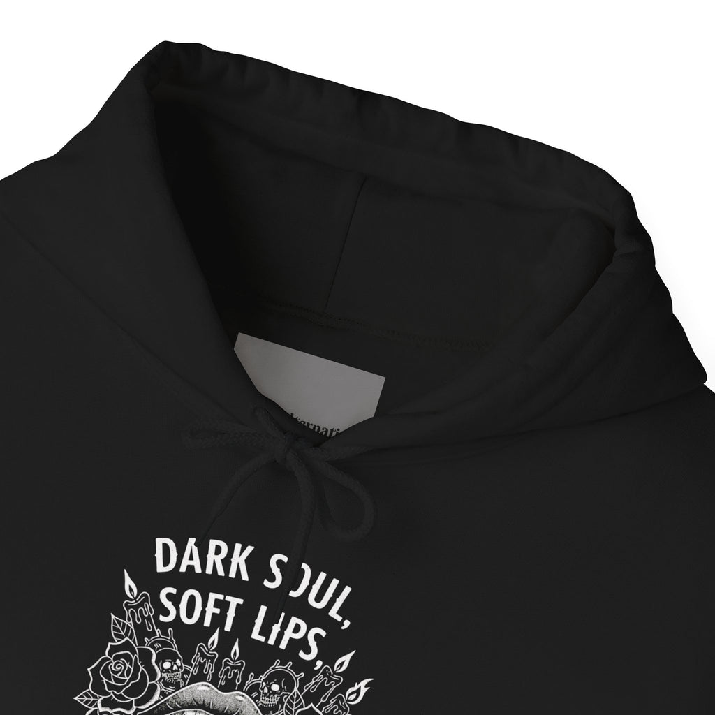 Dark Soul Skull Hoodie — "Dark Soul, Soft Lips, Zero F*cks" Gothic Pullover