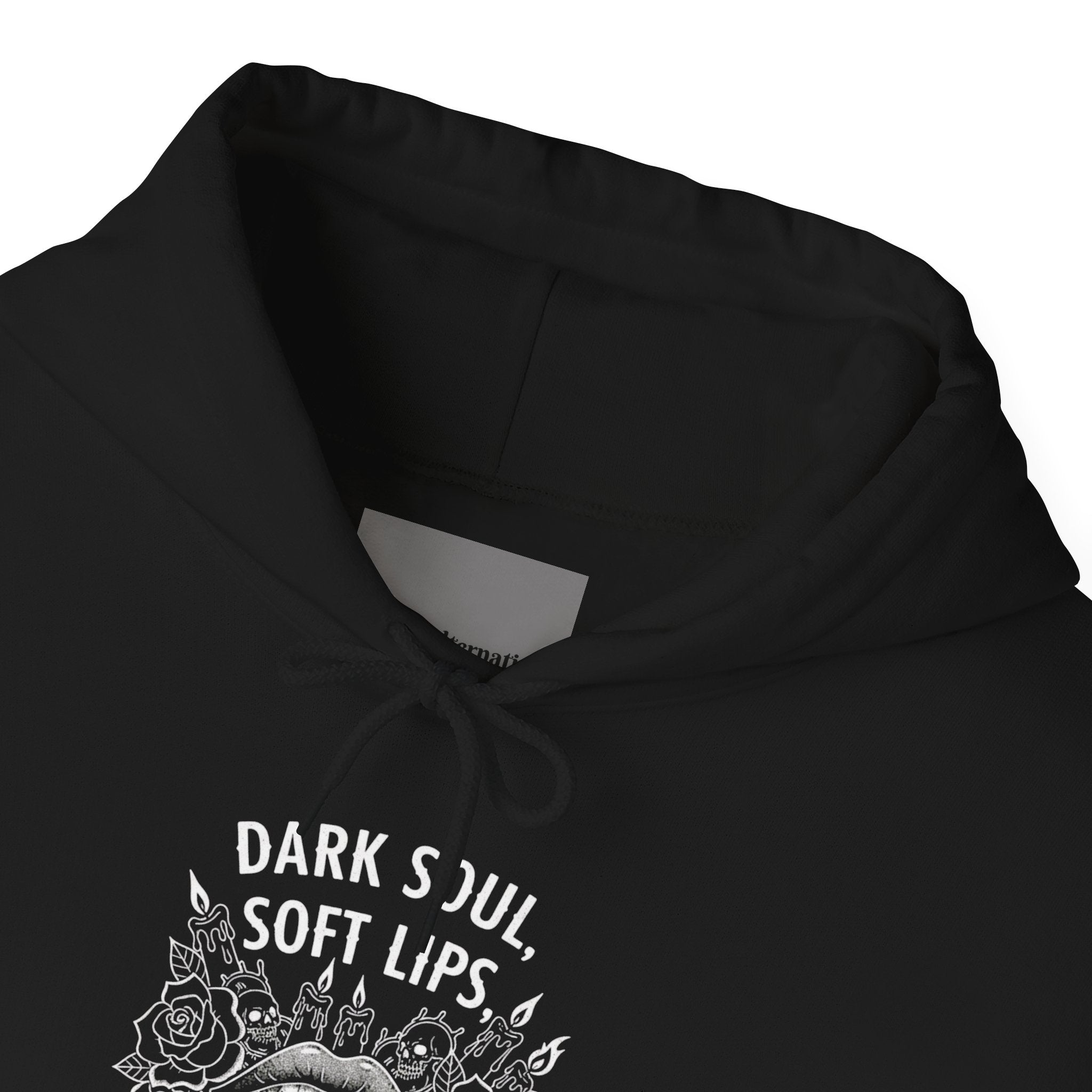 Dark Soul Skull Hoodie — "Dark Soul, Soft Lips, Zero F*cks" Gothic Pullover