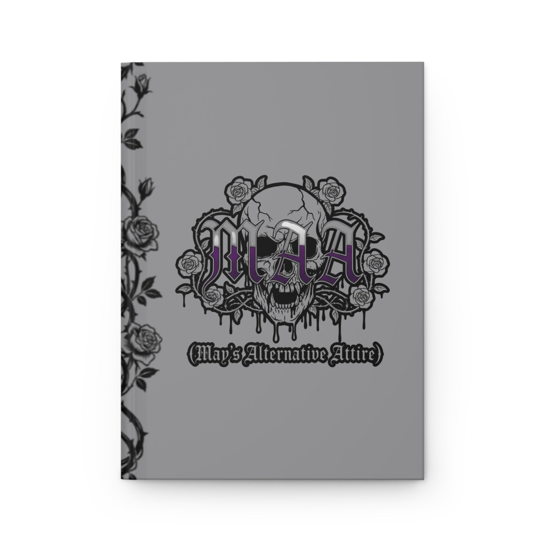 Morally Grey & Proud Hardcover Journal — Gothic Skull & Rose Notebook