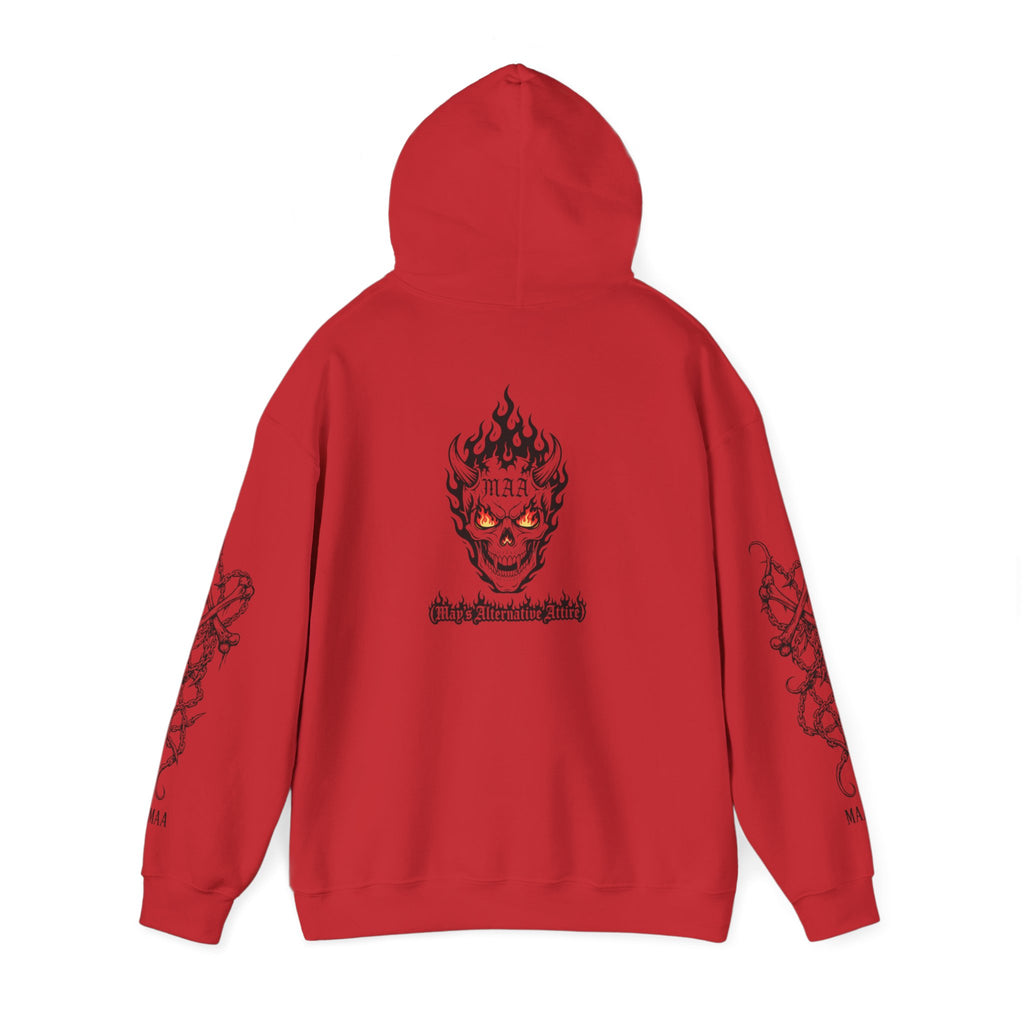 Fuel the Darkness Hoodie — Skull Flame Graphic Pullover