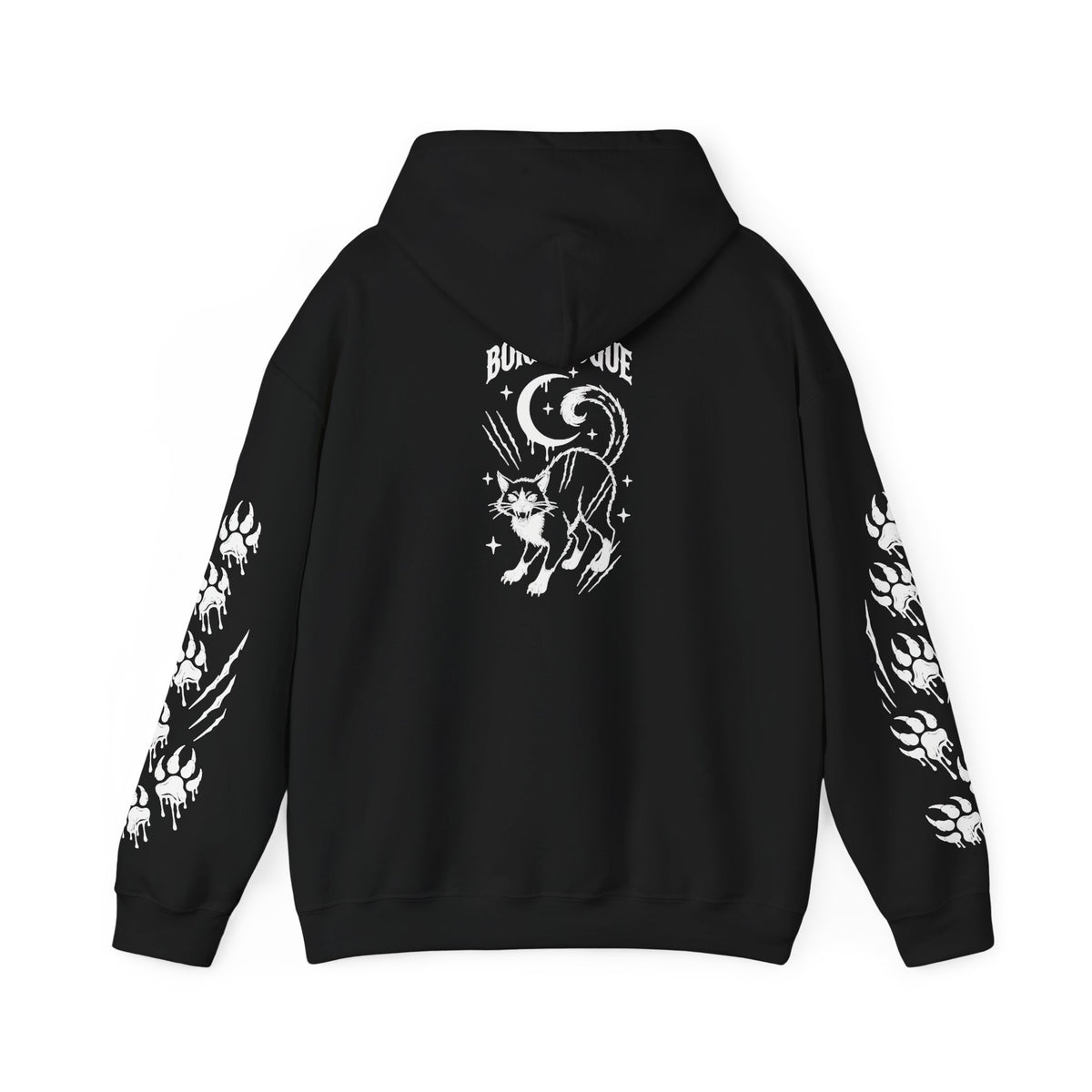 Tuxedo Cat Moon Hoodie — Black Graphic Hooded Sweatshirt | MAA Going Rogue Collection