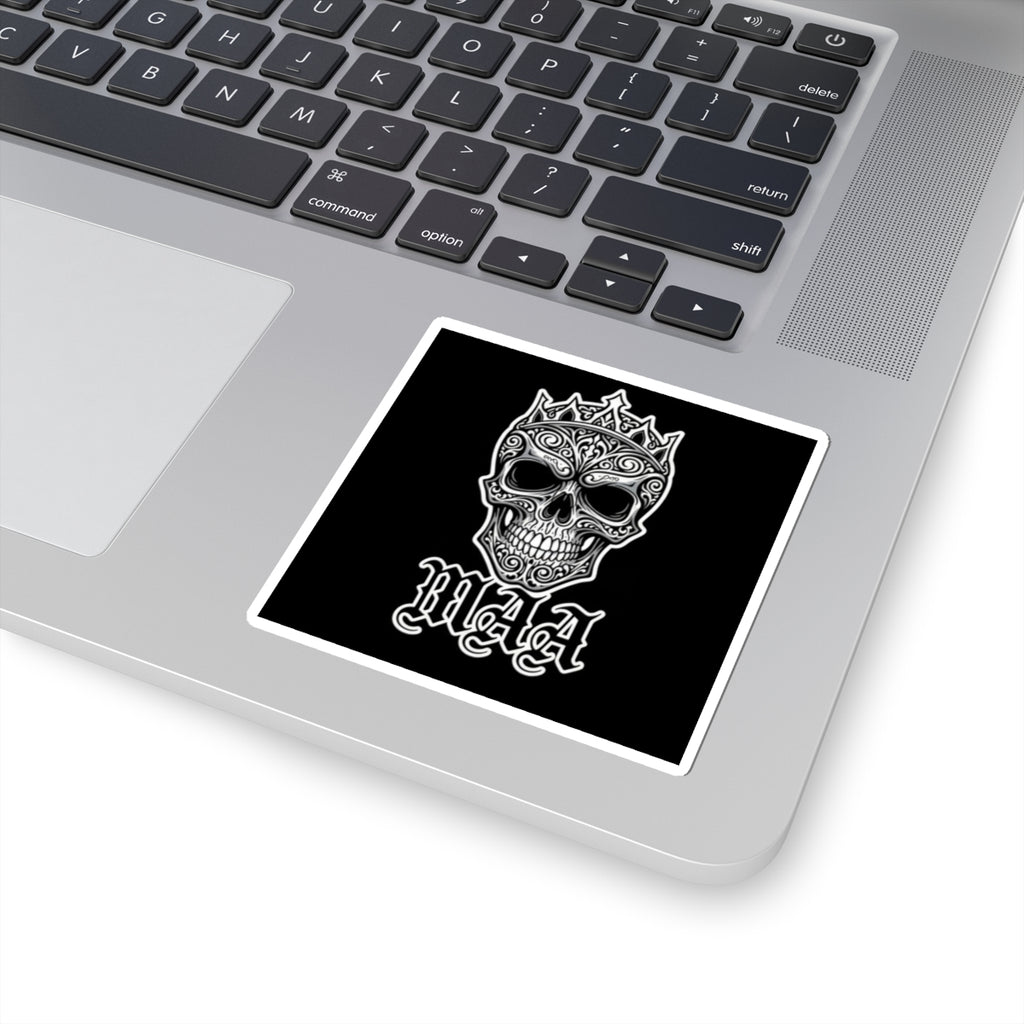 Skull Crown Kiss-Cut Sticker — Gothic "Maa" Design