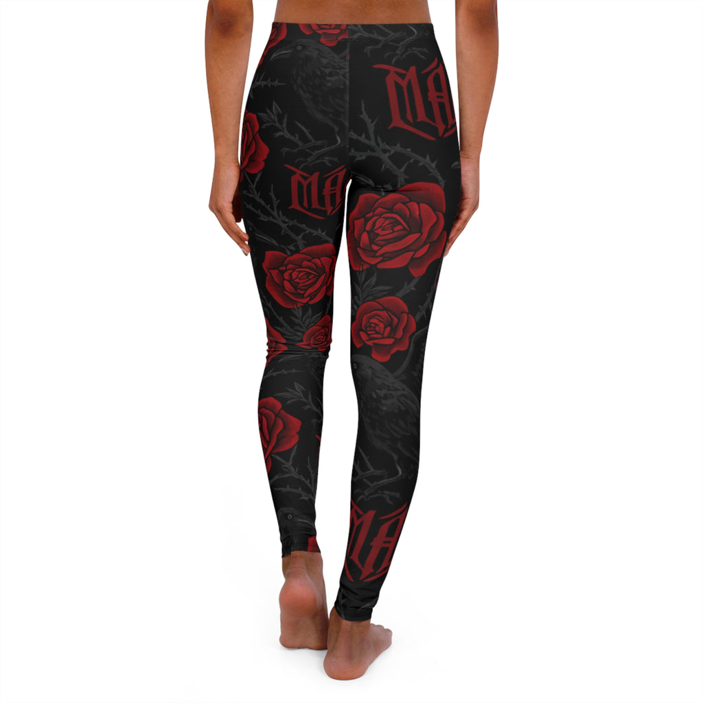 Red Roses Gothic Leggings — Women's Floral Tattoo-Style AOP Leggings
