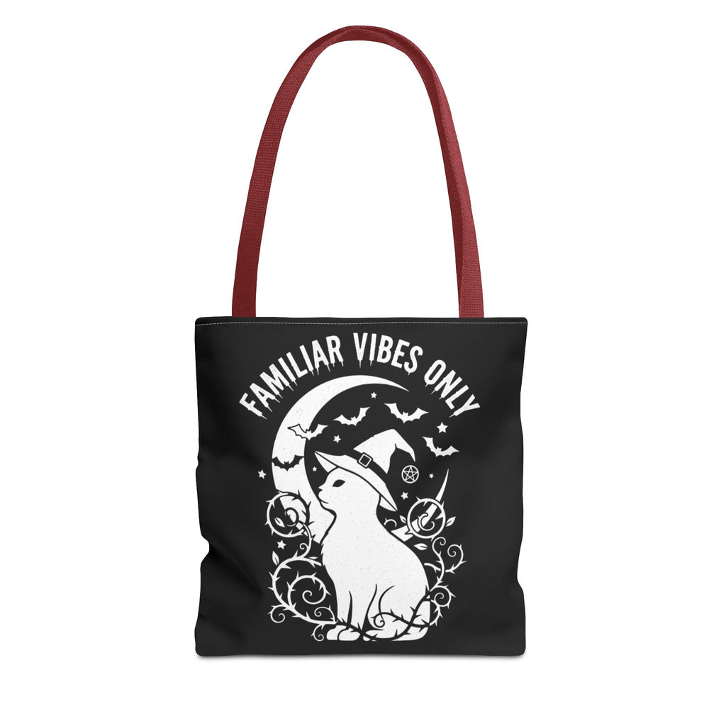 Witchy Cat Tote Bag — “Familiar Vibes Only” & M.A.A. Gothic Black Tote