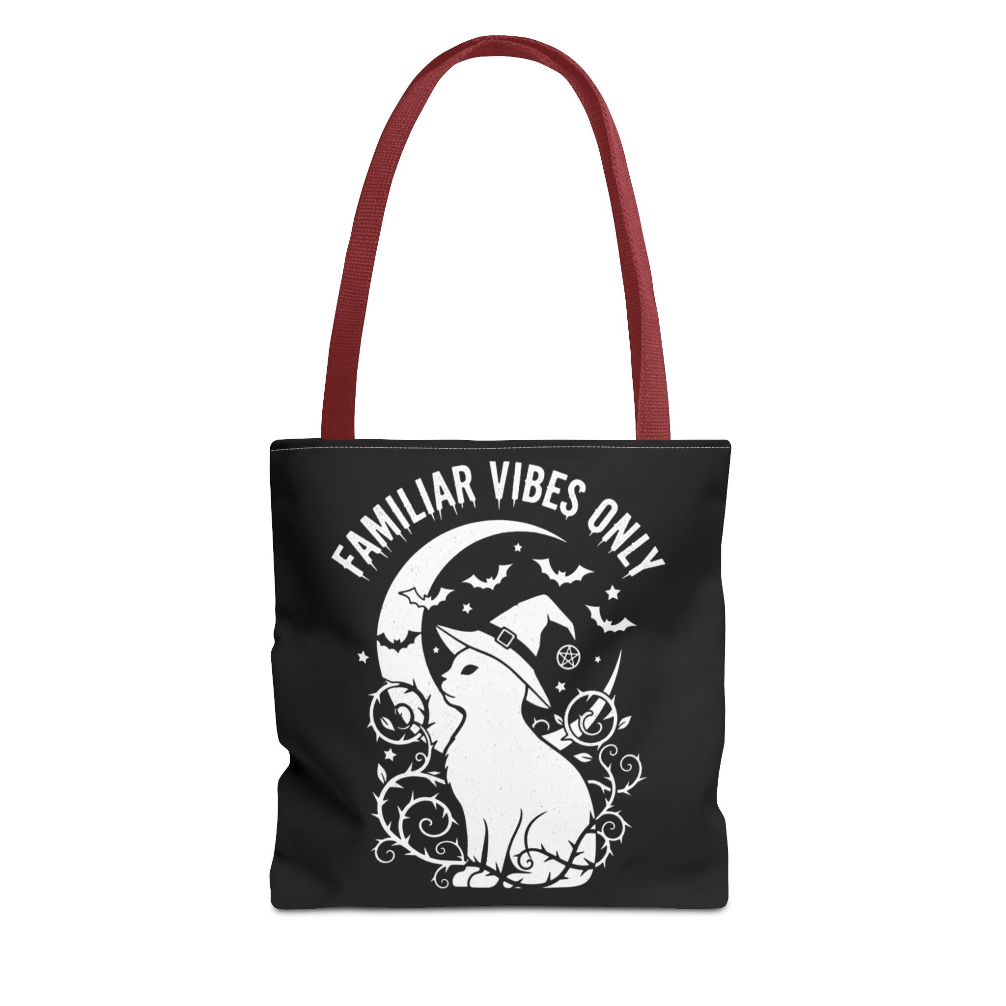 Witchy Cat Tote Bag — “Familiar Vibes Only” & M.A.A. Gothic Black Tote
