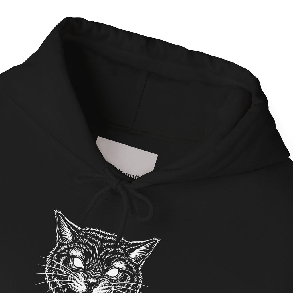 Tuxedo Cat Moon Hoodie — Black Graphic Hooded Sweatshirt | MAA Going Rogue Collection