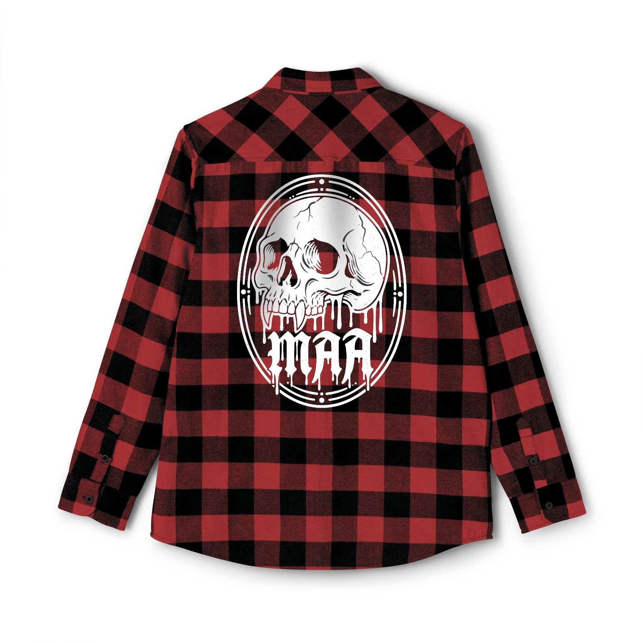 Skull Melt Flannel Shirt — Black Plaid Gothic Lumberjack Shirt