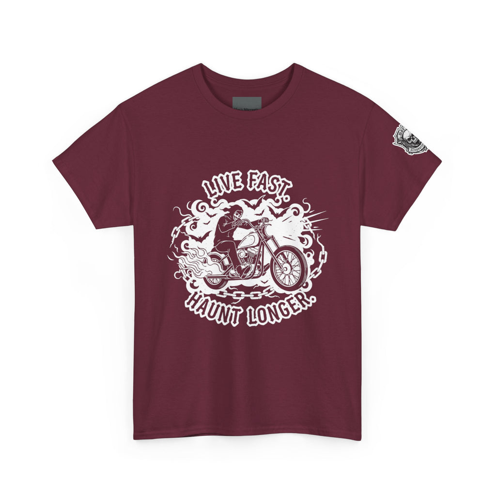 Live Fast. Haunt Longer. | MAA Flaming Moto Unisex Tee