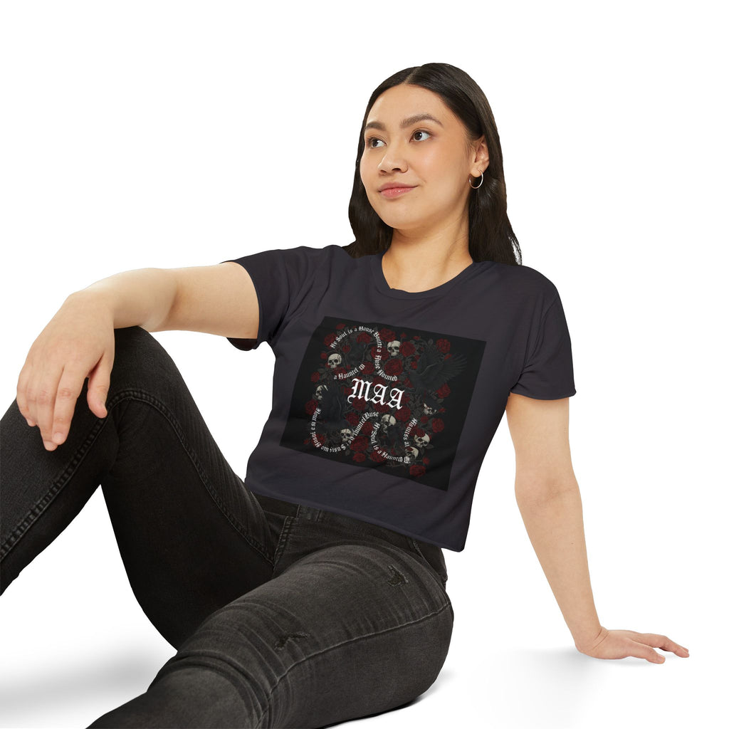 Women's Festival Crop Top — MAA Gothic Skull & Rose Crop Top (May's Alternative Attire)