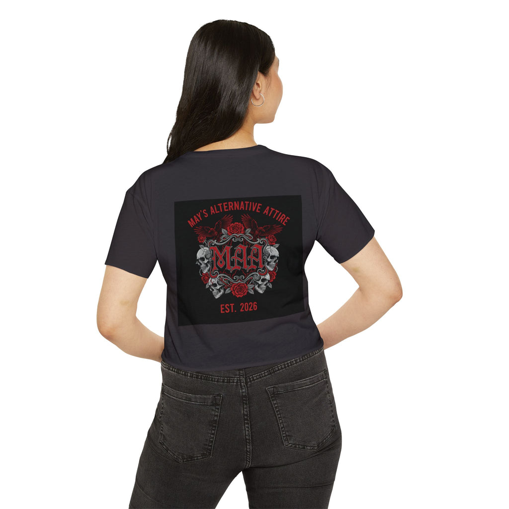 Women's Festival Crop Top — MAA Gothic Skull & Rose Crop Top (May's Alternative Attire)