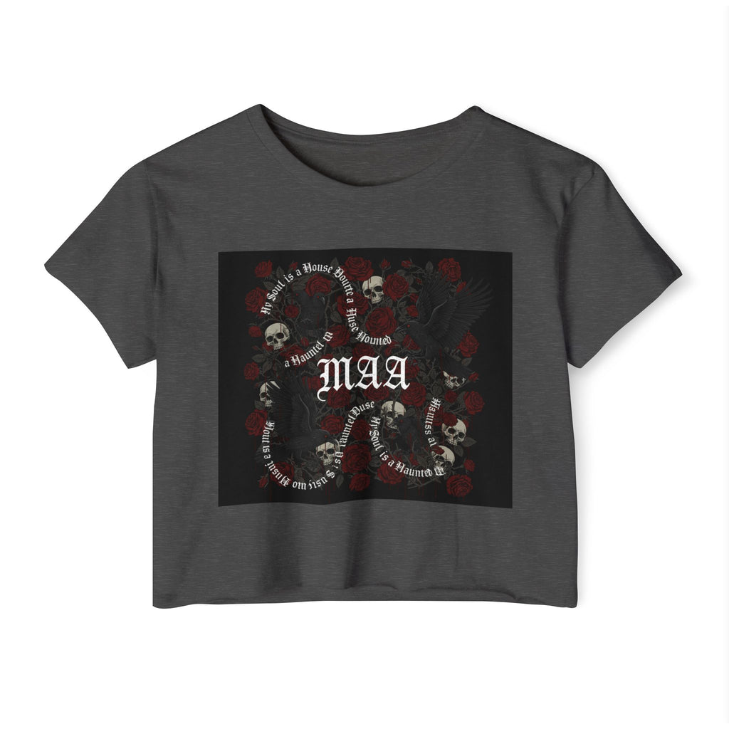 Women's Festival Crop Top — MAA Gothic Skull & Rose Crop Top (May's Alternative Attire)