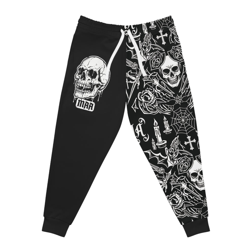 Skull & Roses Athletic Joggers — Gothic Black Graphic Sweatpants