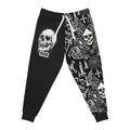 Skull & Roses Athletic Joggers — Gothic Black Graphic Sweatpants
