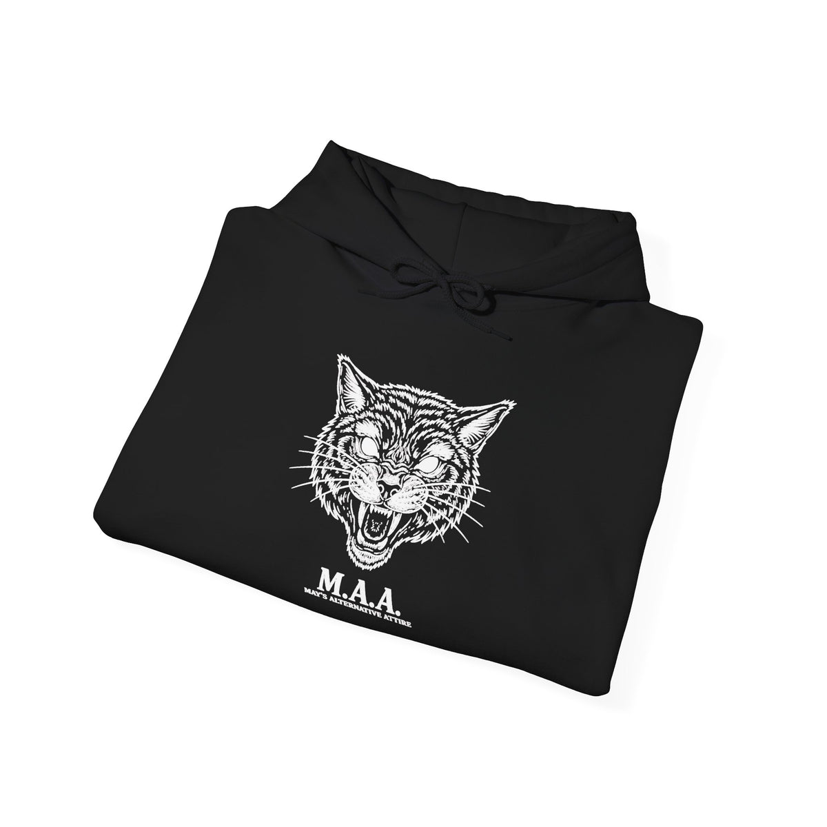 Tuxedo Cat Moon Hoodie — Black Graphic Hooded Sweatshirt | MAA Going Rogue Collection