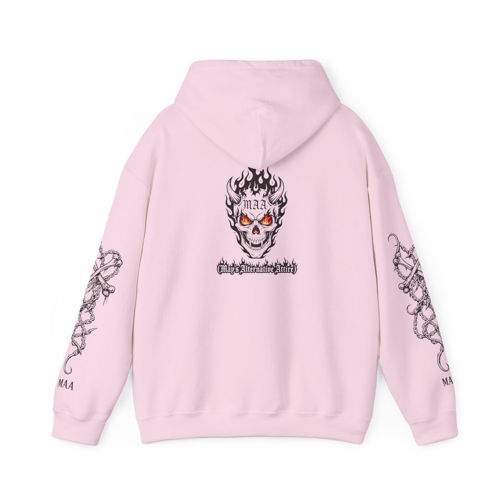 Fuel the Darkness Hoodie — Skull Flame Graphic Pullover