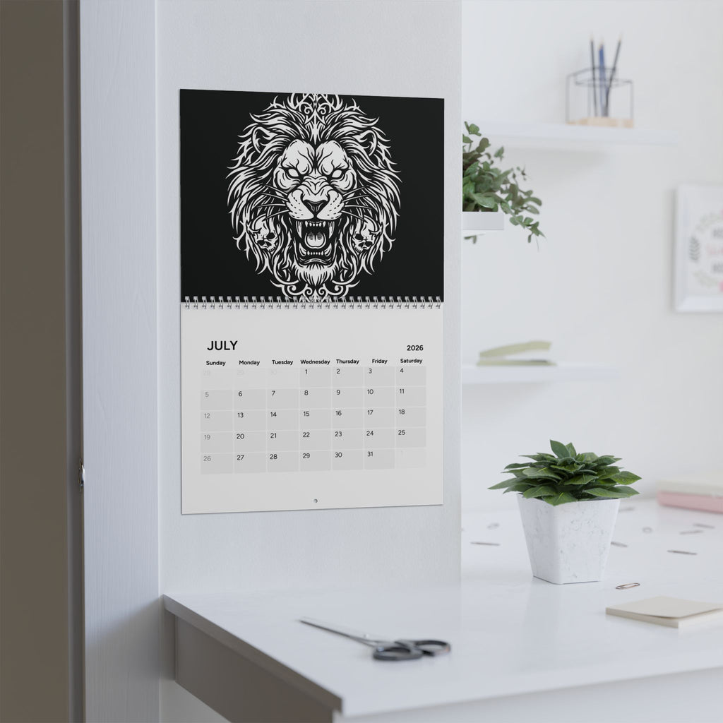 Dark Gothic 2026 Wall Calendar — Skull & Raven Art, Alternative Aesthetic