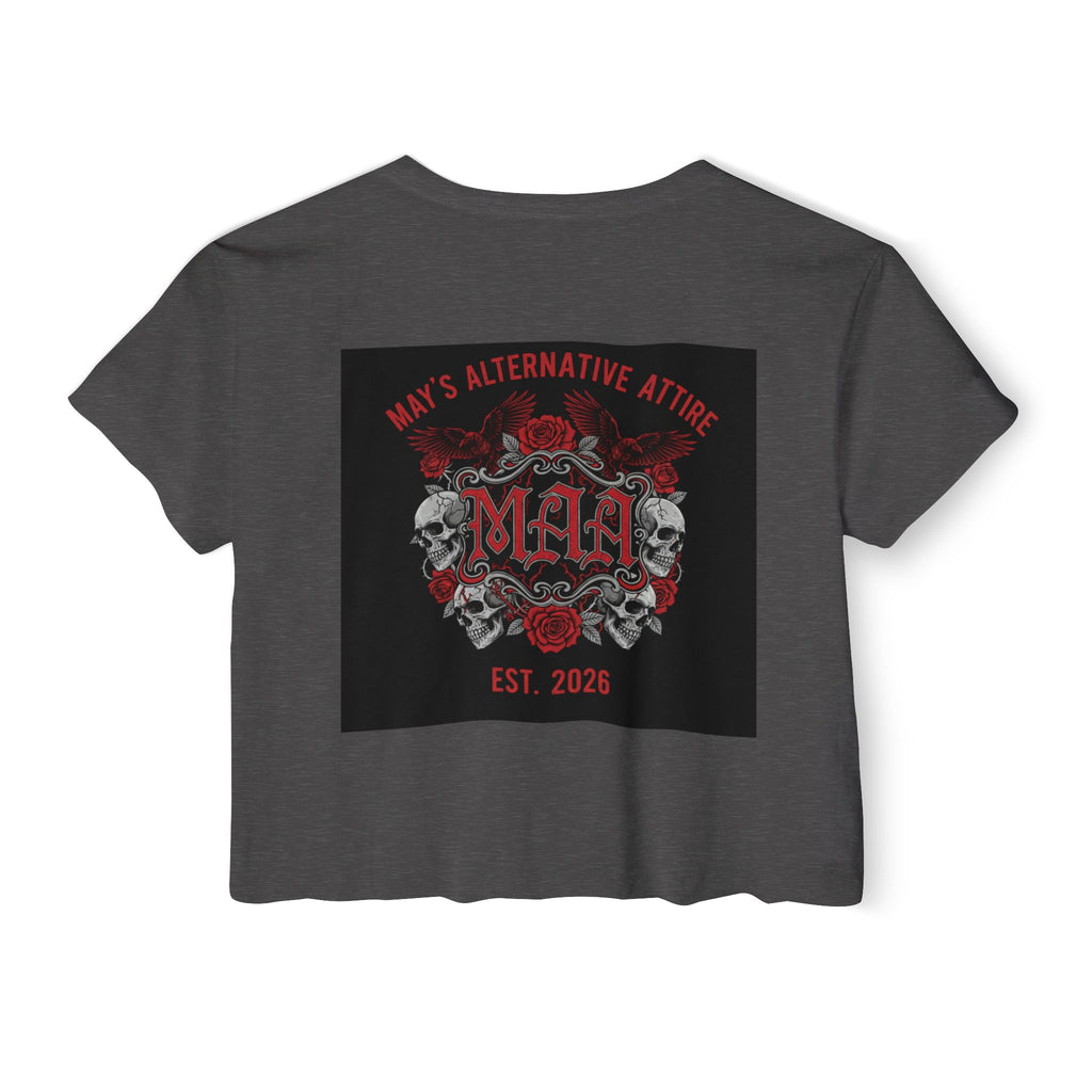 Women's Festival Crop Top — MAA Gothic Skull & Rose Crop Top (May's Alternative Attire)