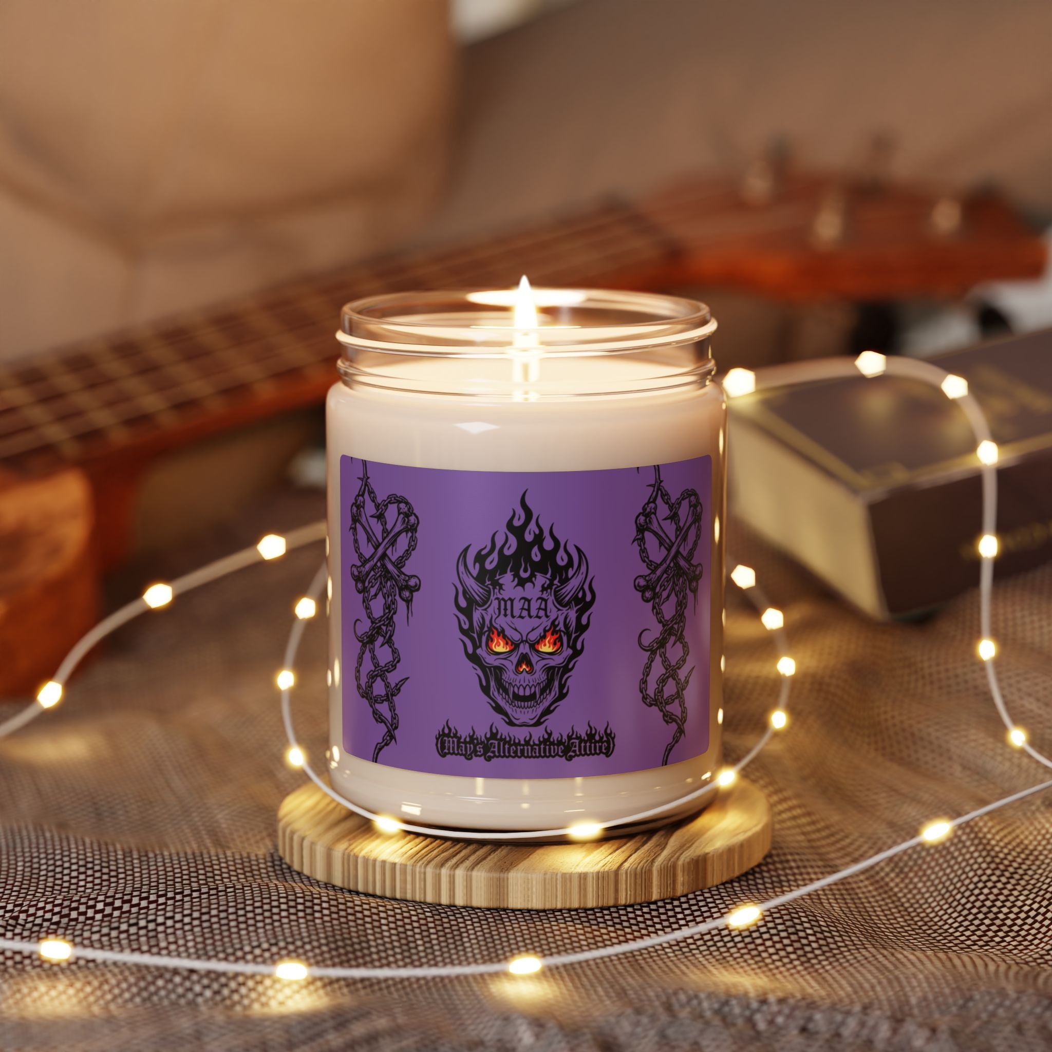 Soy Candle — Spooky Flaming Skull Scented Candle (9oz)