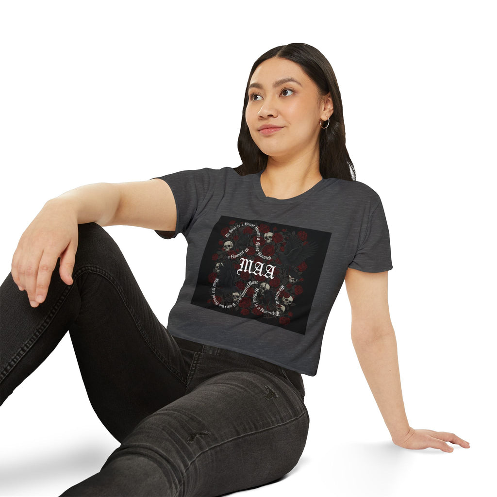 Women's Festival Crop Top — MAA Gothic Skull & Rose Crop Top (May's Alternative Attire)