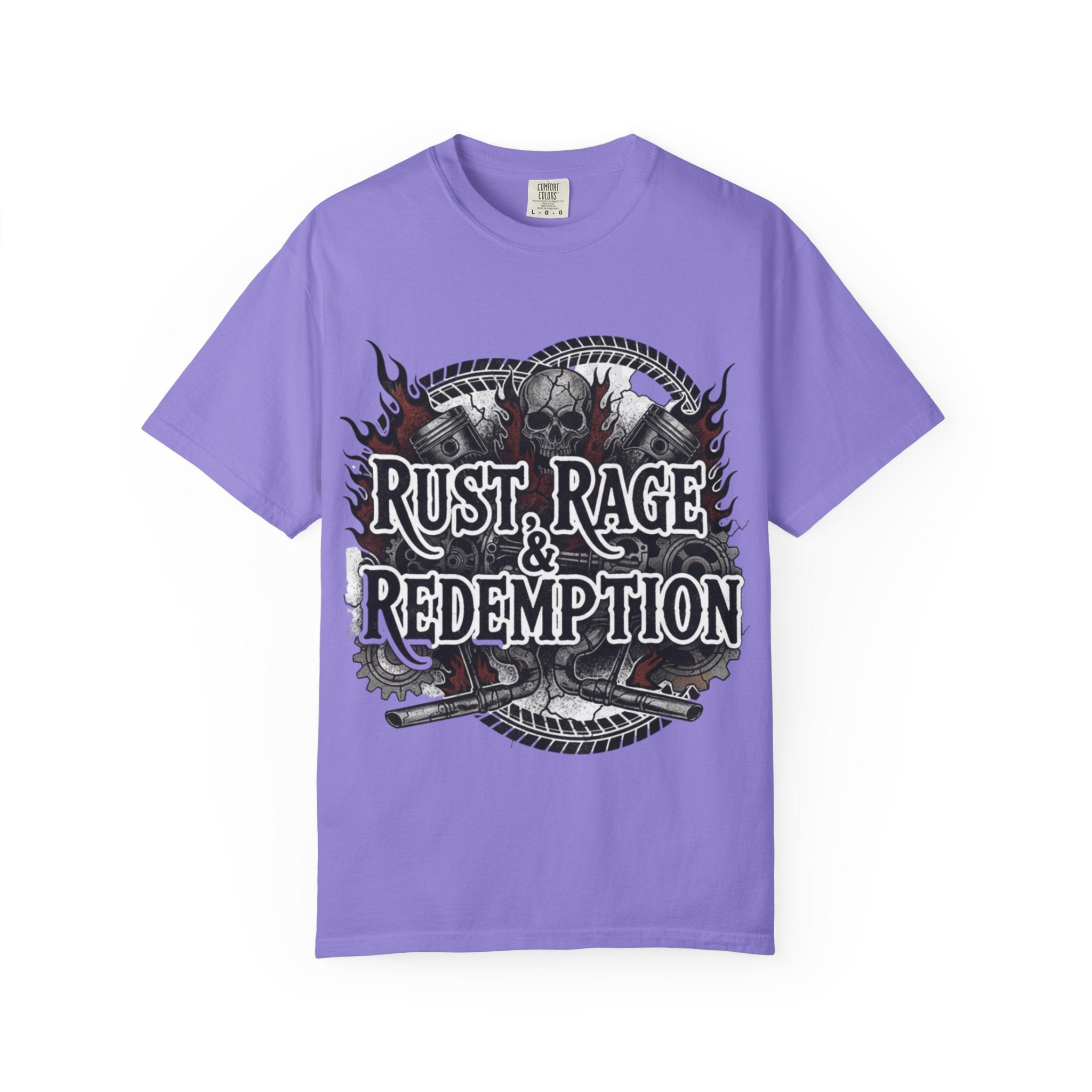 Rust, Rage & Redemption — White Stencil | MAA Gasoline & Ghosts Unisex Tee