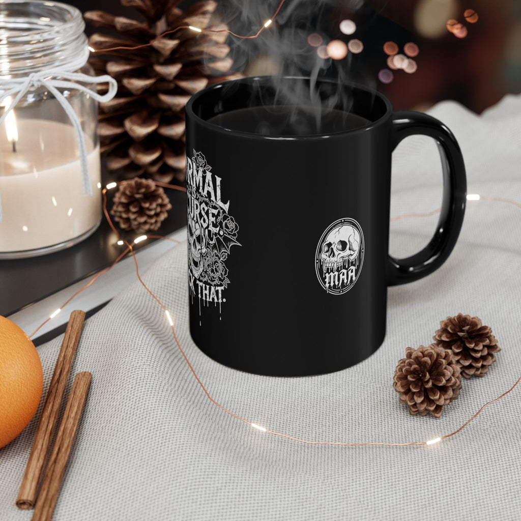 Black Skull Mug – “Normal Is a Curse, F*ck That” Gothic Coffee Cup
