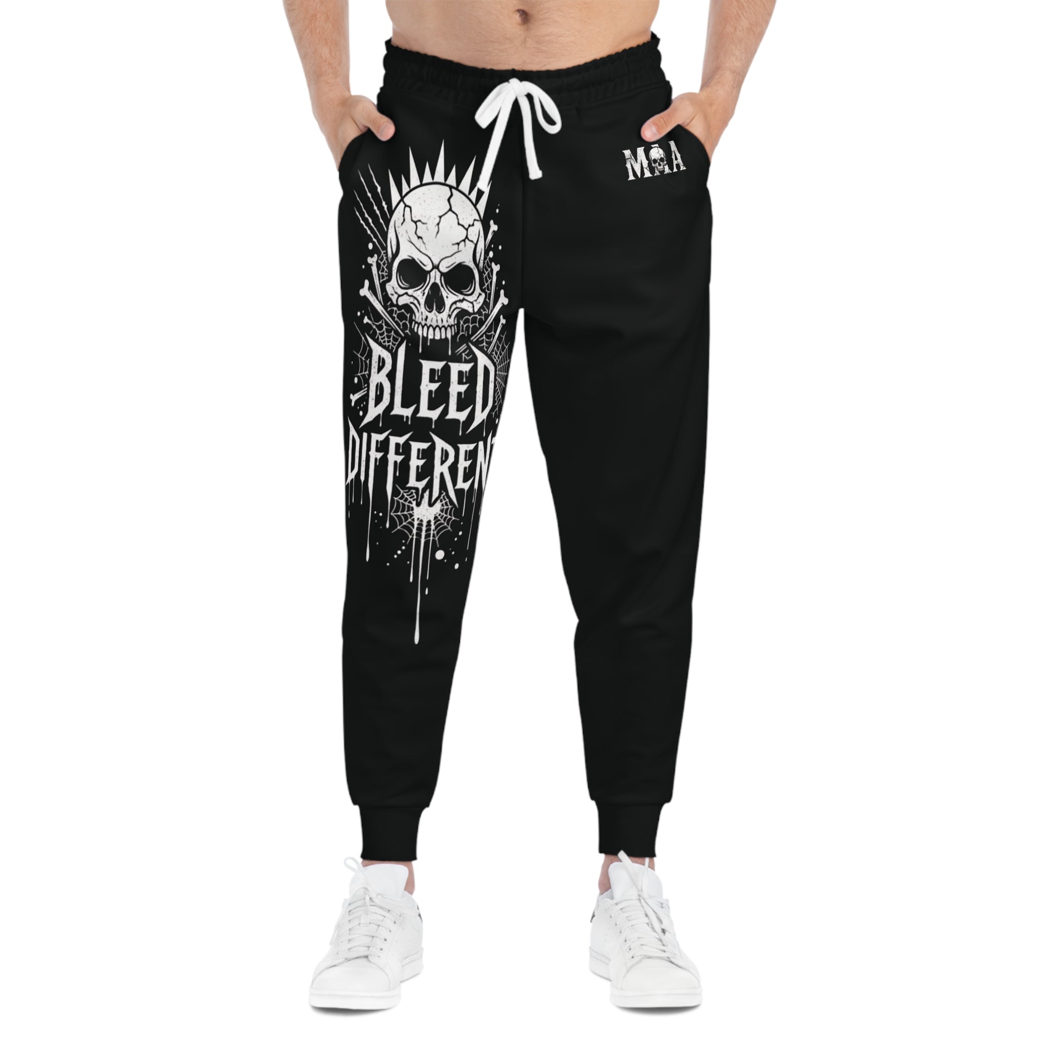 Bleed Different | MAA Gothic AOP Joggers — Black All-Over-Print Sweatpants