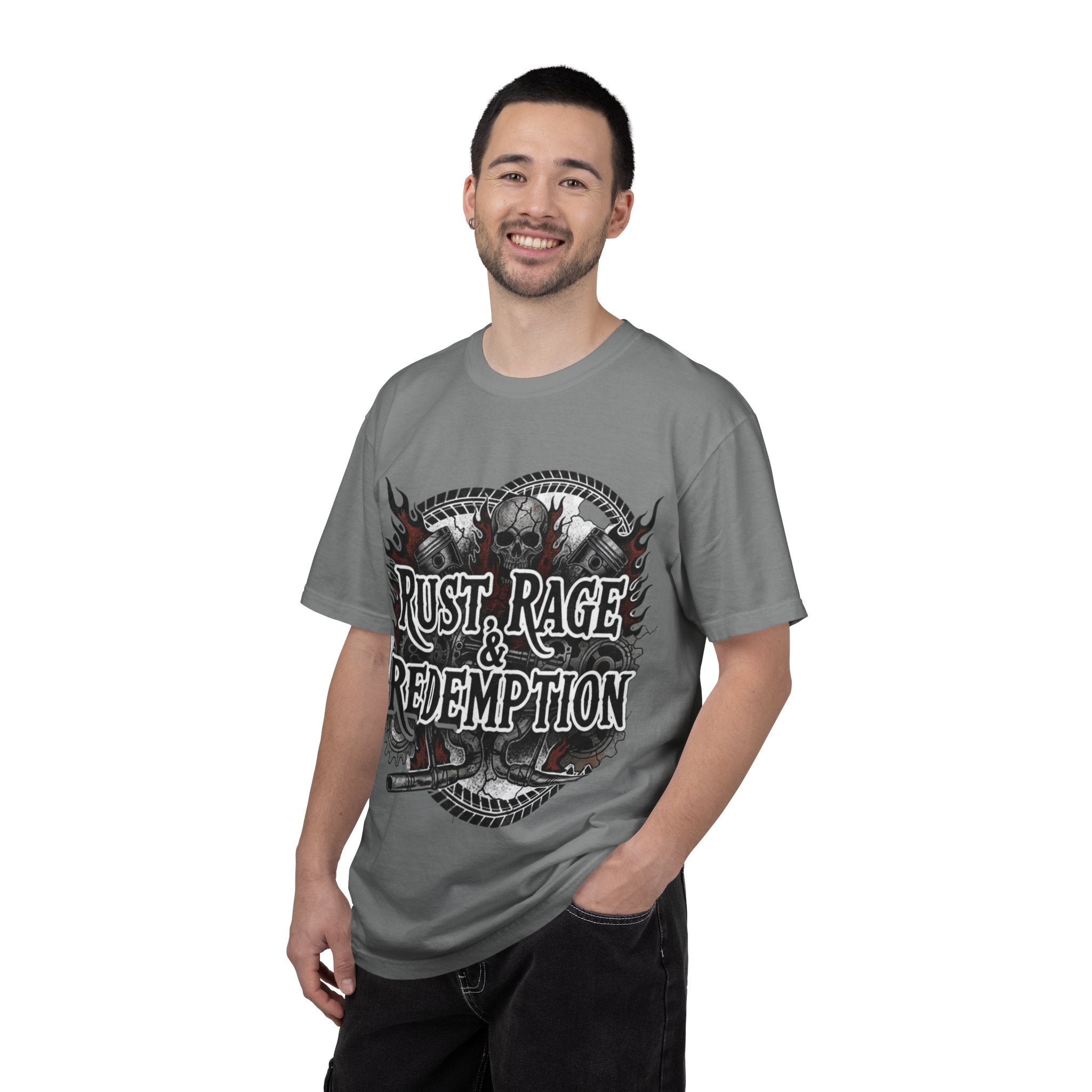 Rust, Rage & Redemption — White Stencil | MAA Gasoline & Ghosts Unisex Tee