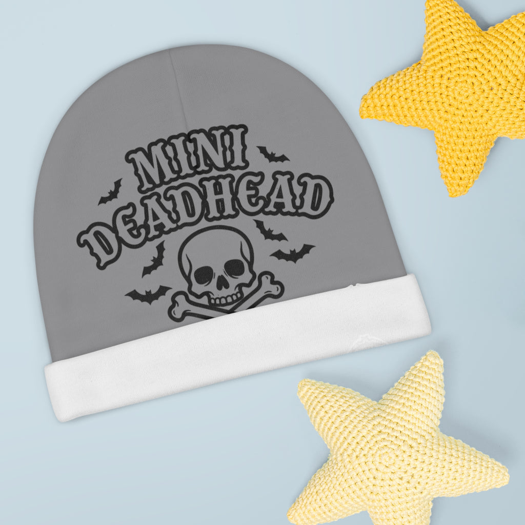 Mini Deadhead Baby Beanie — Skull & Crossbones Infant Hat (Cute Goth Newborn Gift)