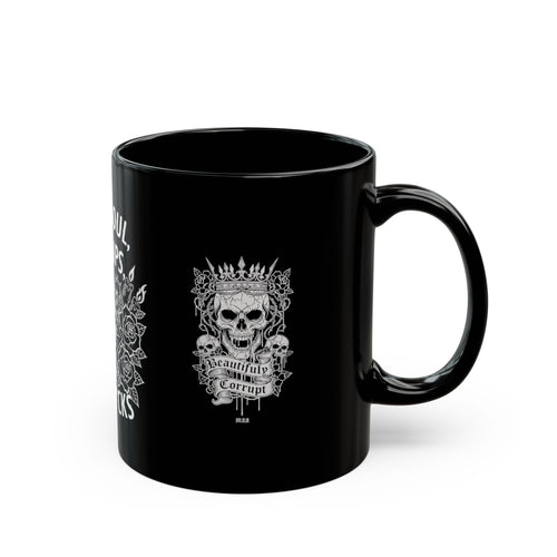 Dark Soul, Soft Lips — Gothic Black Ceramic Mug