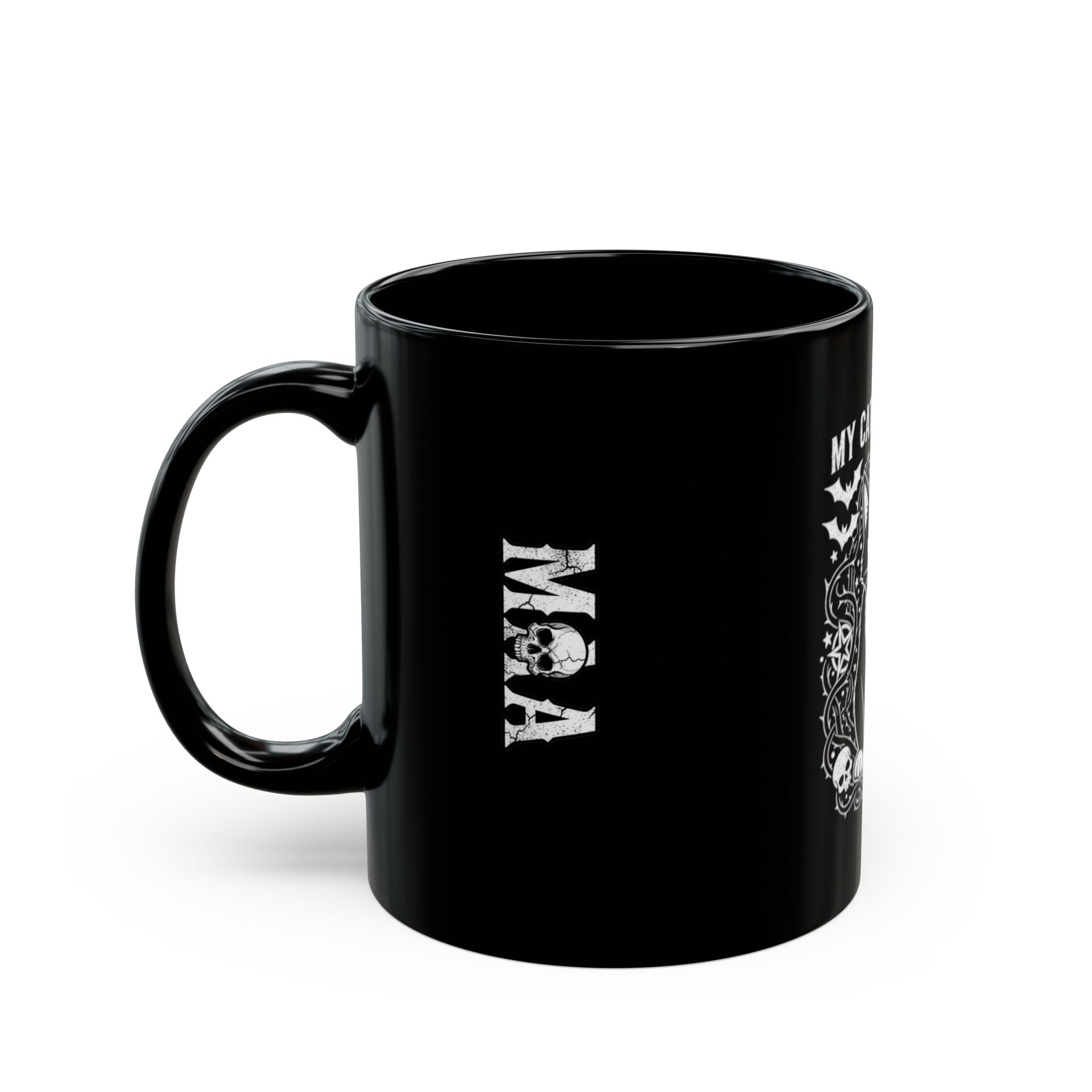 My Cat Hates You Black Mug — Gothic Cat Skull Coffee Cup (11oz & 15oz)