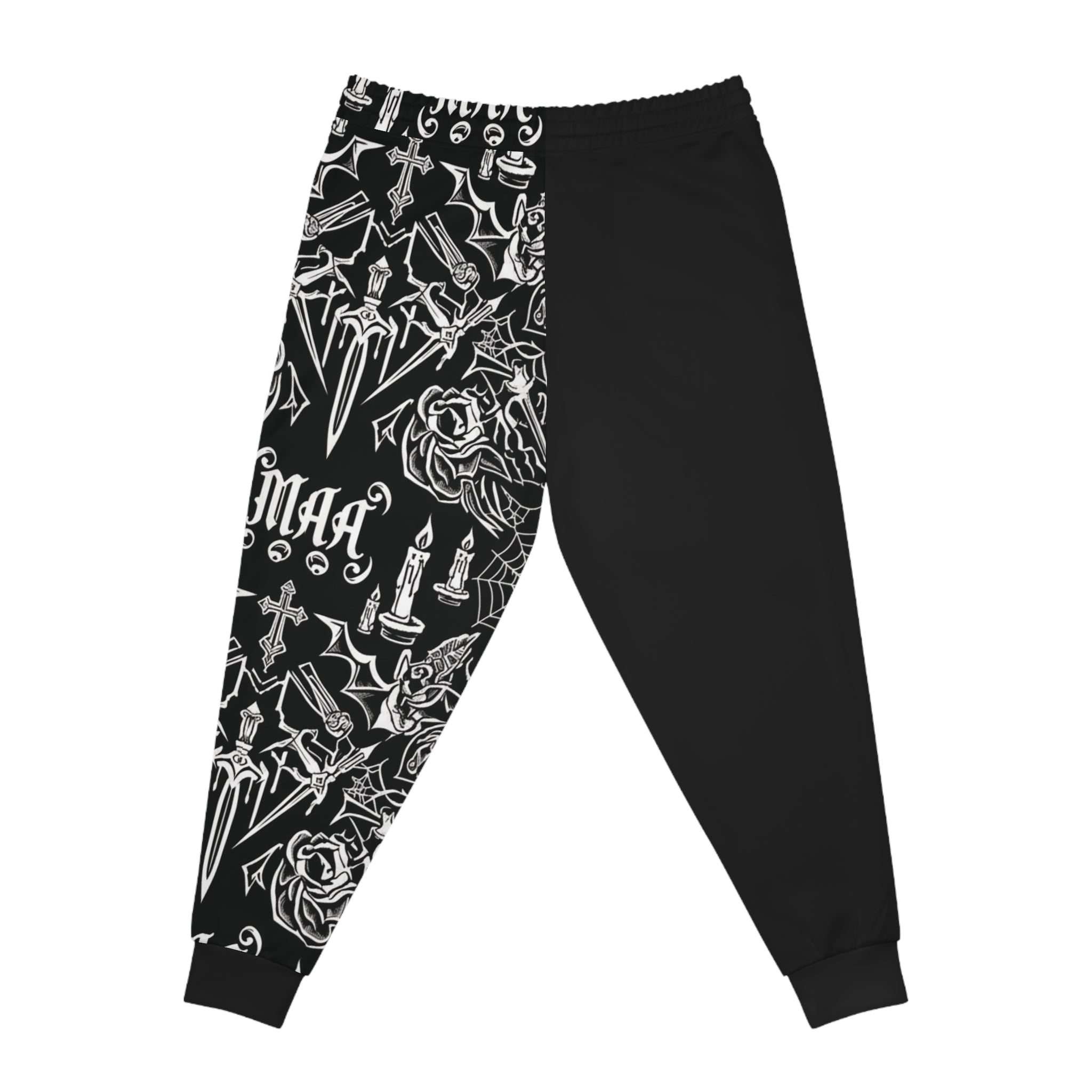 Skull & Roses Athletic Joggers — Gothic Black Graphic Sweatpants