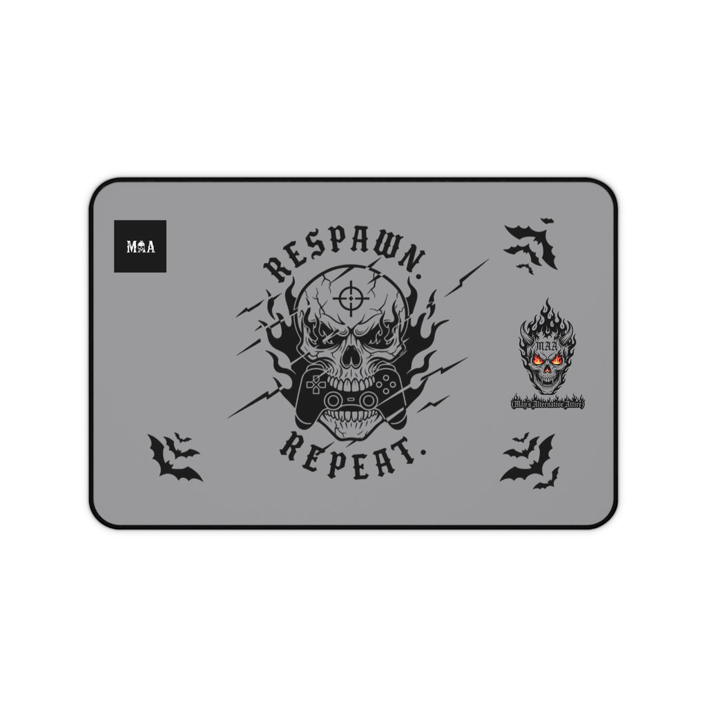 Respawn Repeat Skull Gaming Desk Mat — Gamer Mousepad for PC Setup