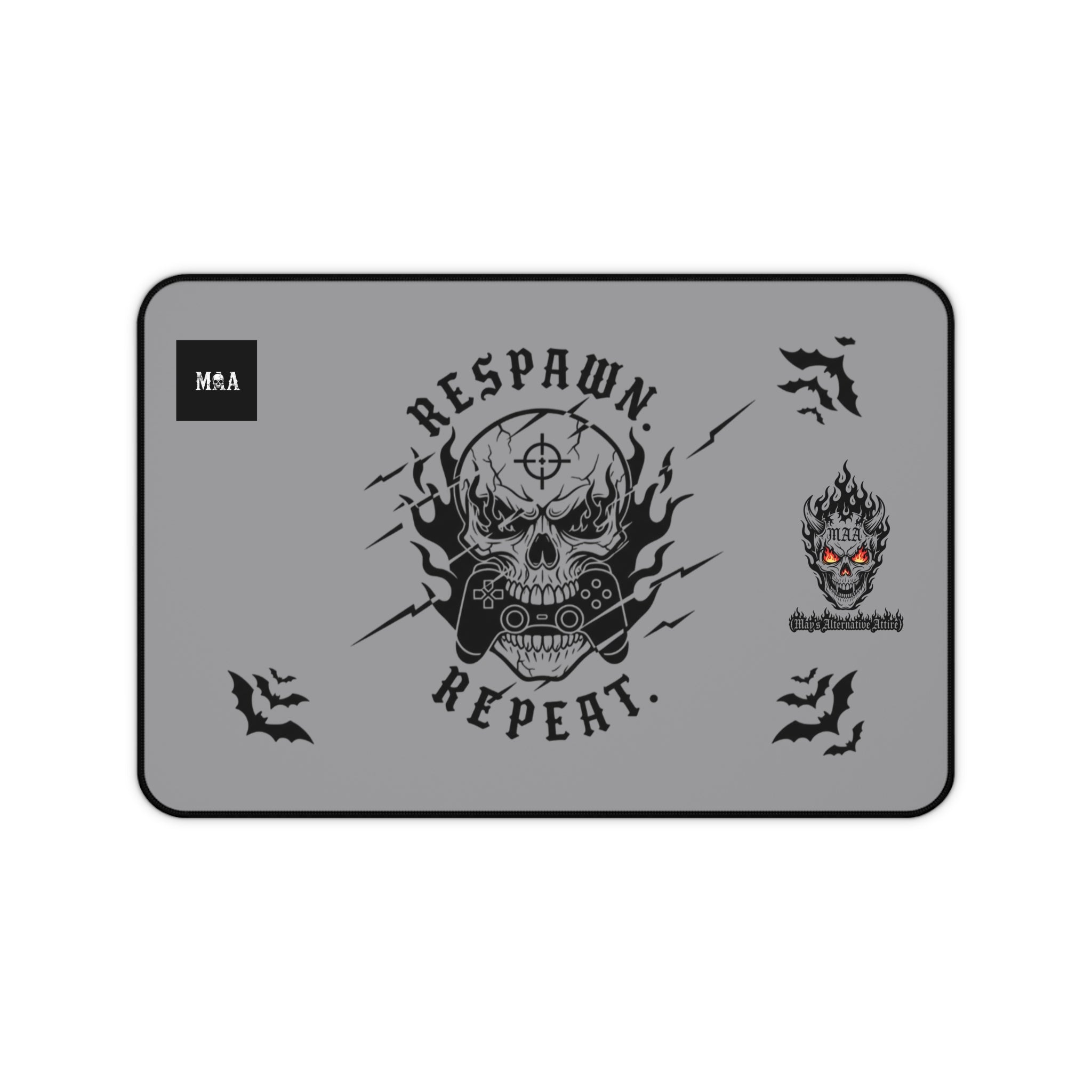 Respawn Repeat Skull Gaming Desk Mat — Gamer Mousepad for PC Setup