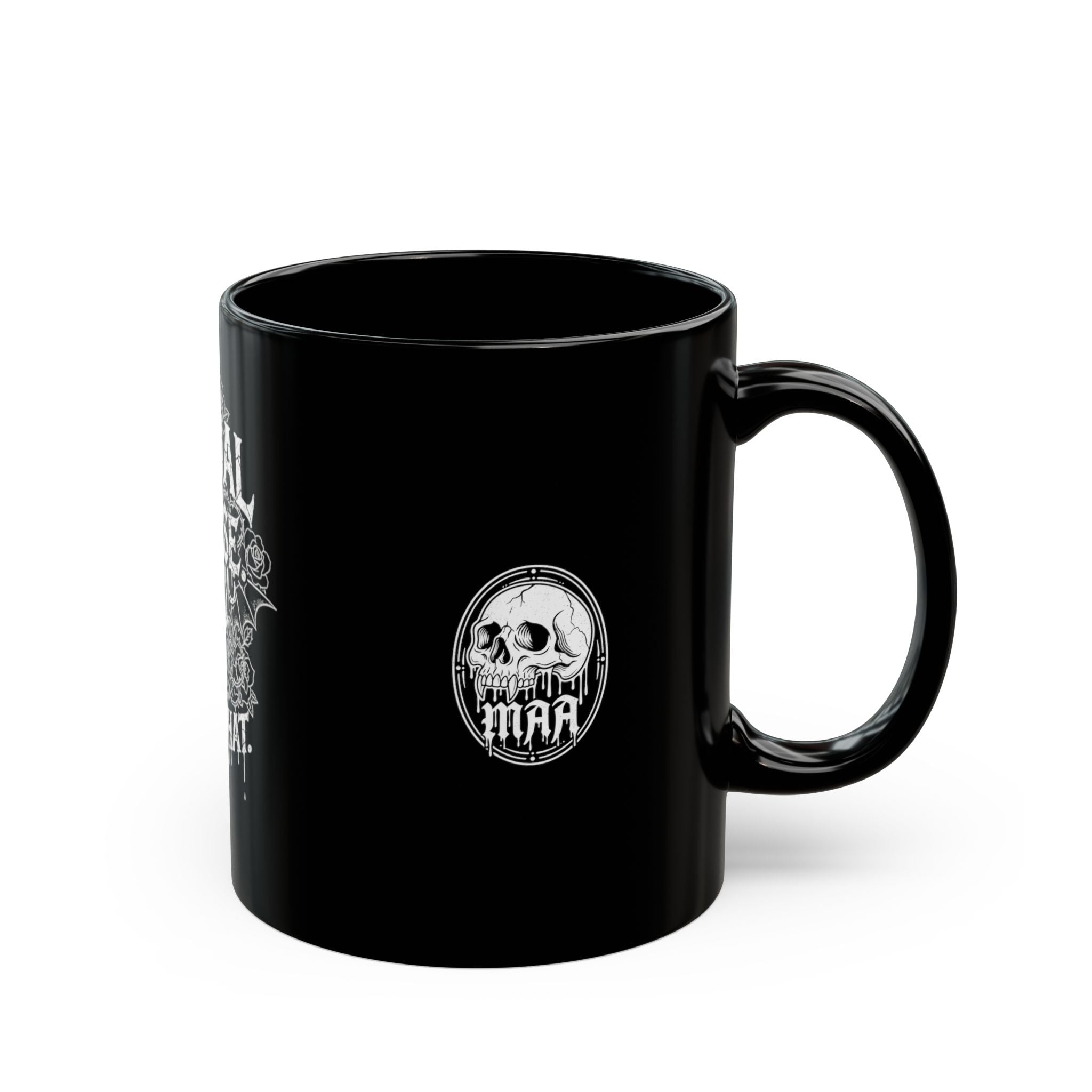 Black Skull Mug – “Normal Is a Curse, F*ck That” Gothic Coffee Cup