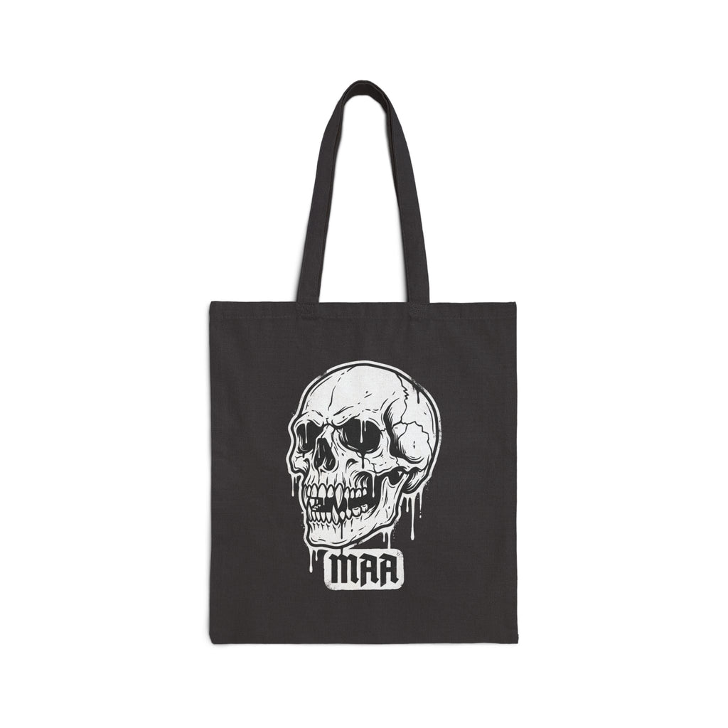 Born Rogue Cat & Dripping Skull Tote Bag — Gothic Canvas Shopper