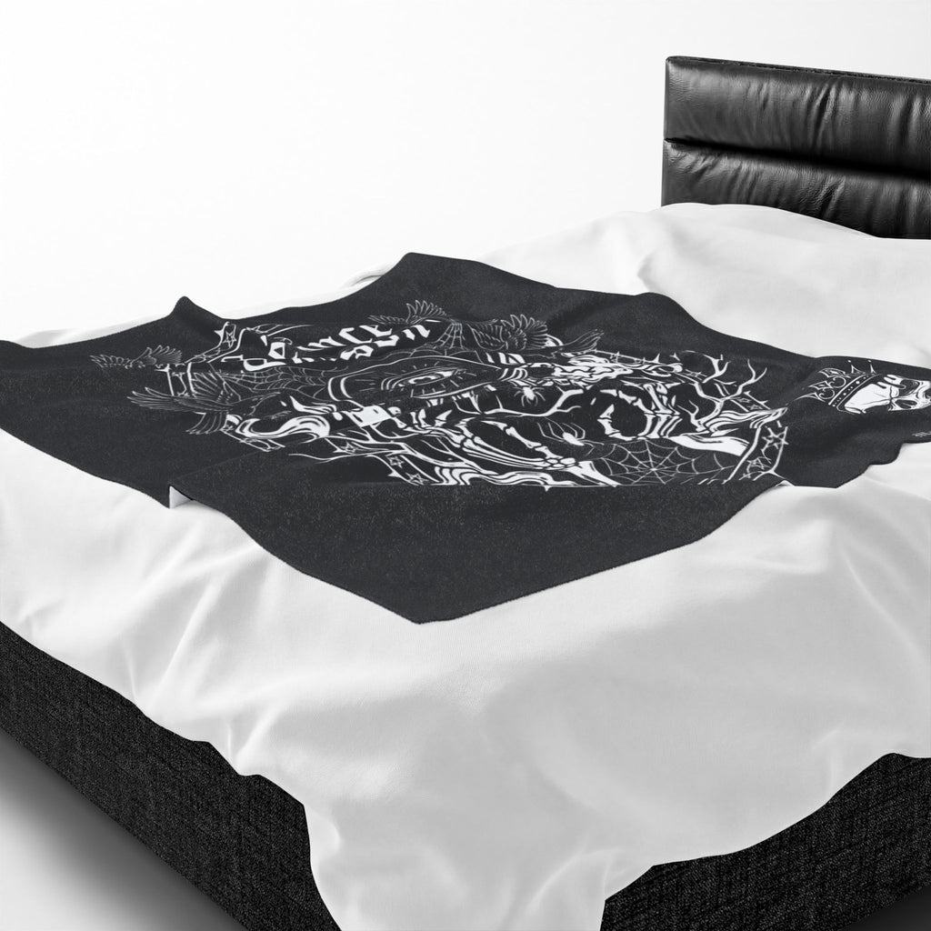 Séance Season Velveteen Plush Blanket — Gothic Occult Eye & Candle Throw