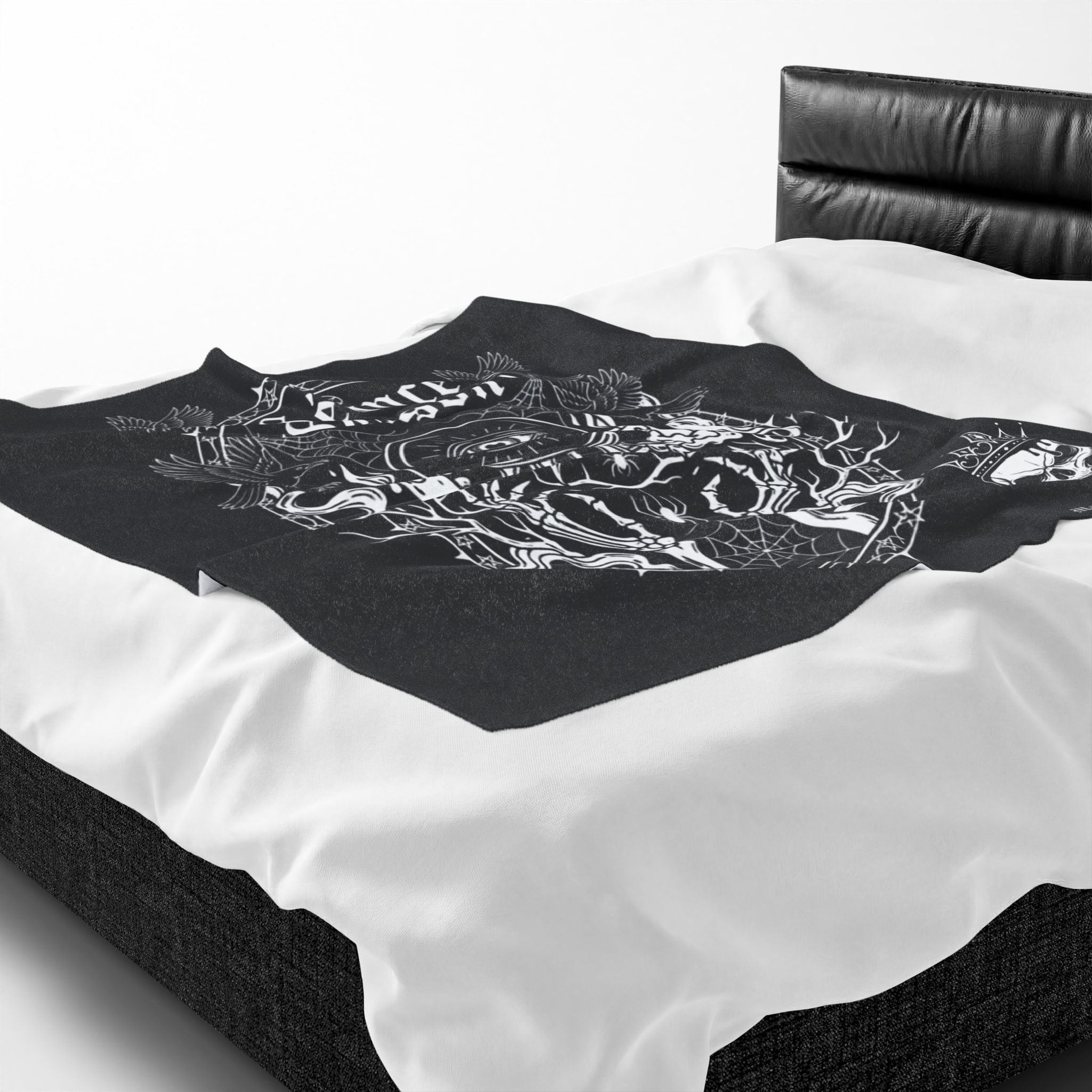 Séance Season Velveteen Plush Blanket — Gothic Occult Eye & Candle Throw