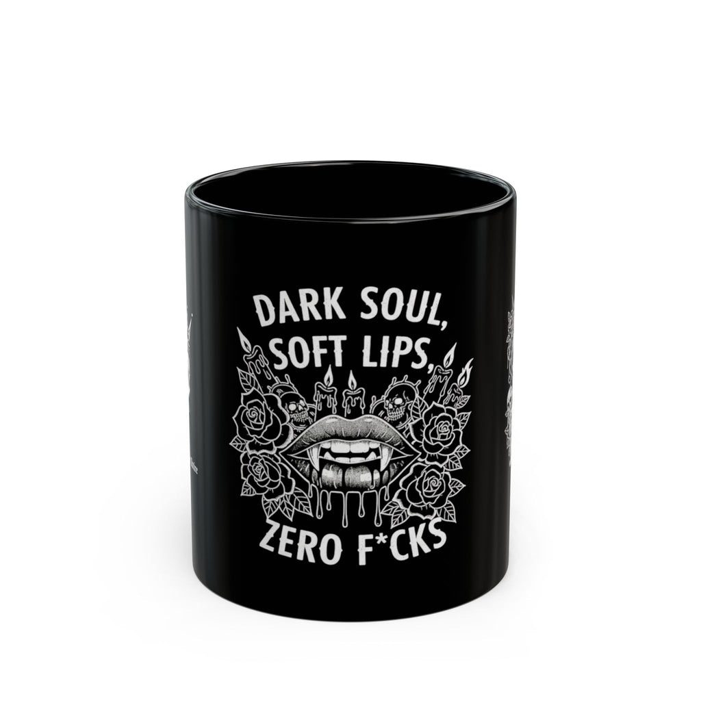Dark Soul, Soft Lips — Gothic Black Ceramic Mug