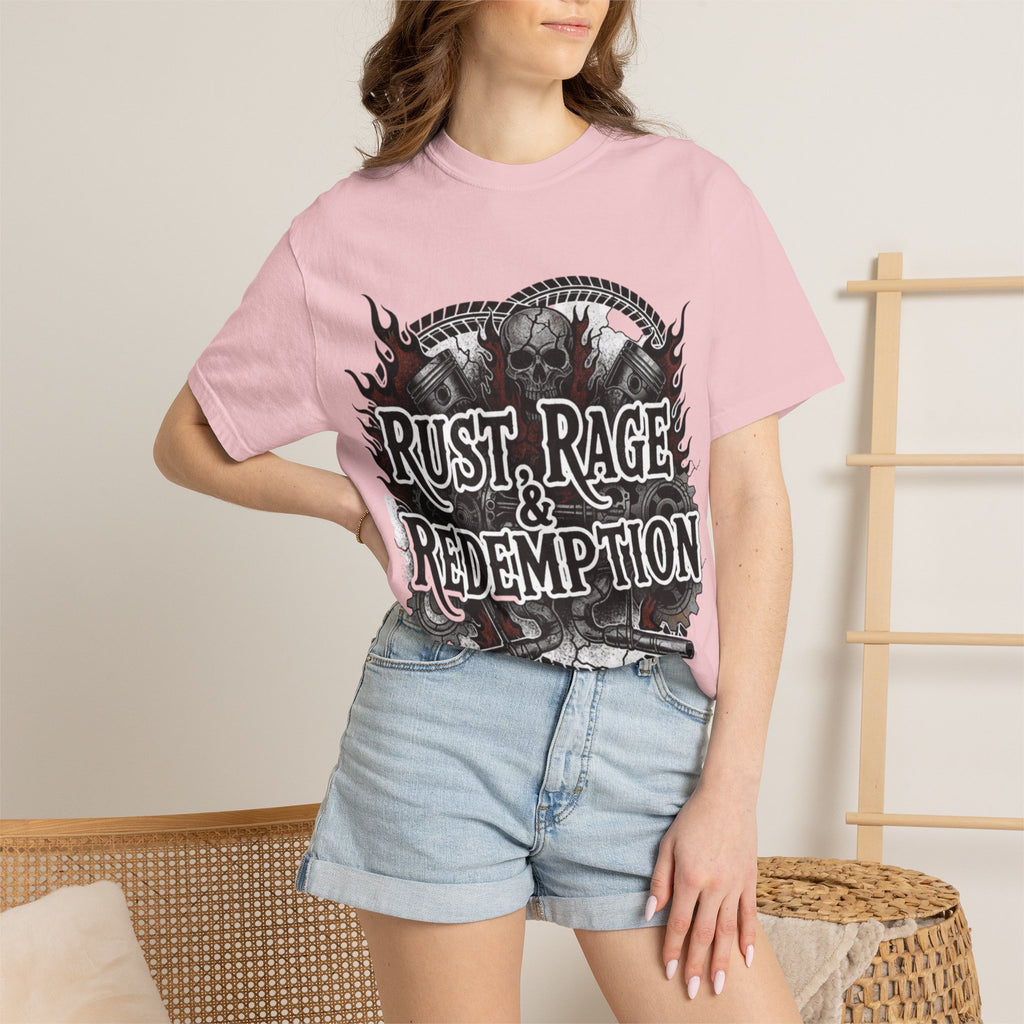 Rust, Rage & Redemption — White Stencil | MAA Gasoline & Ghosts Unisex Tee