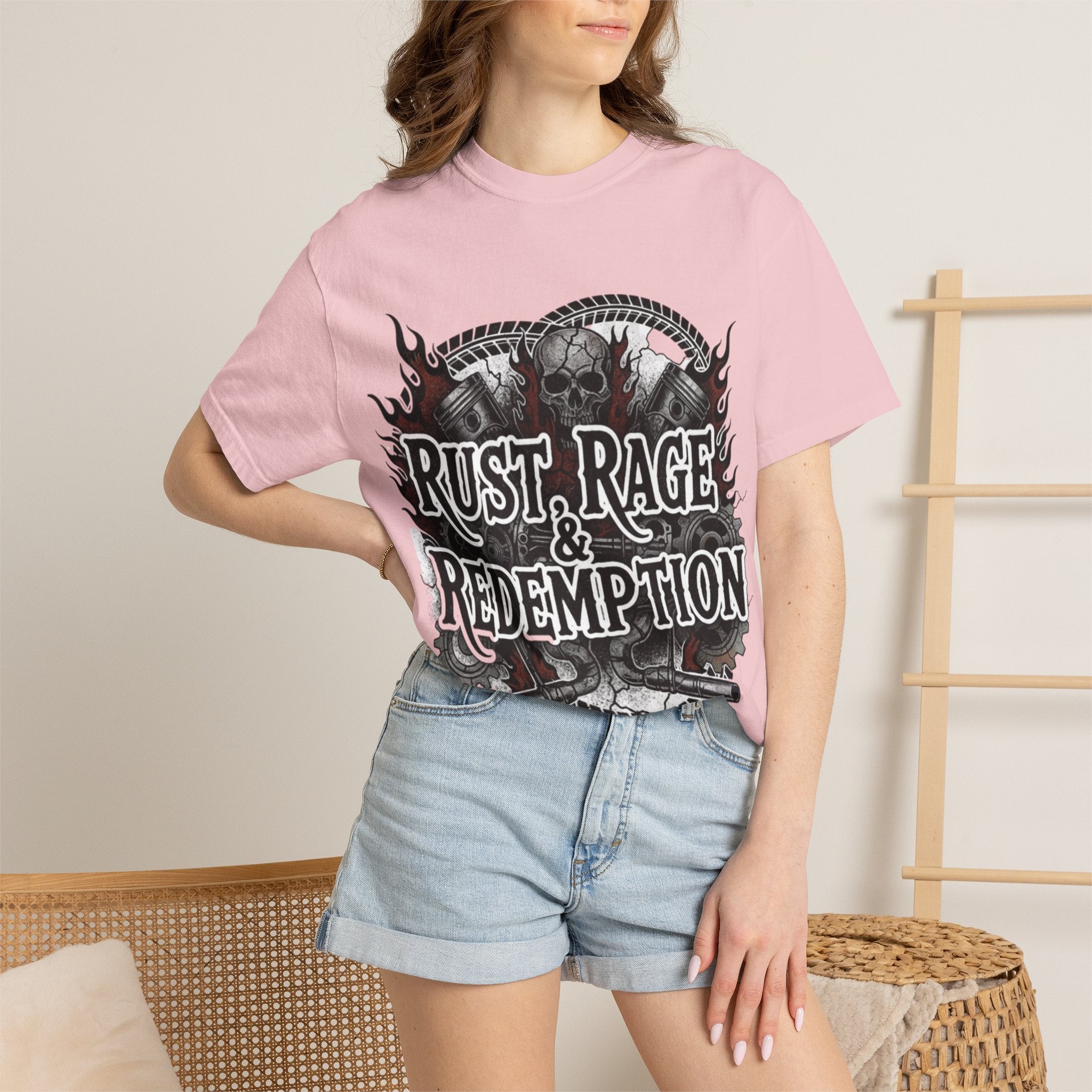 Rust, Rage & Redemption — White Stencil | MAA Gasoline & Ghosts Unisex Tee