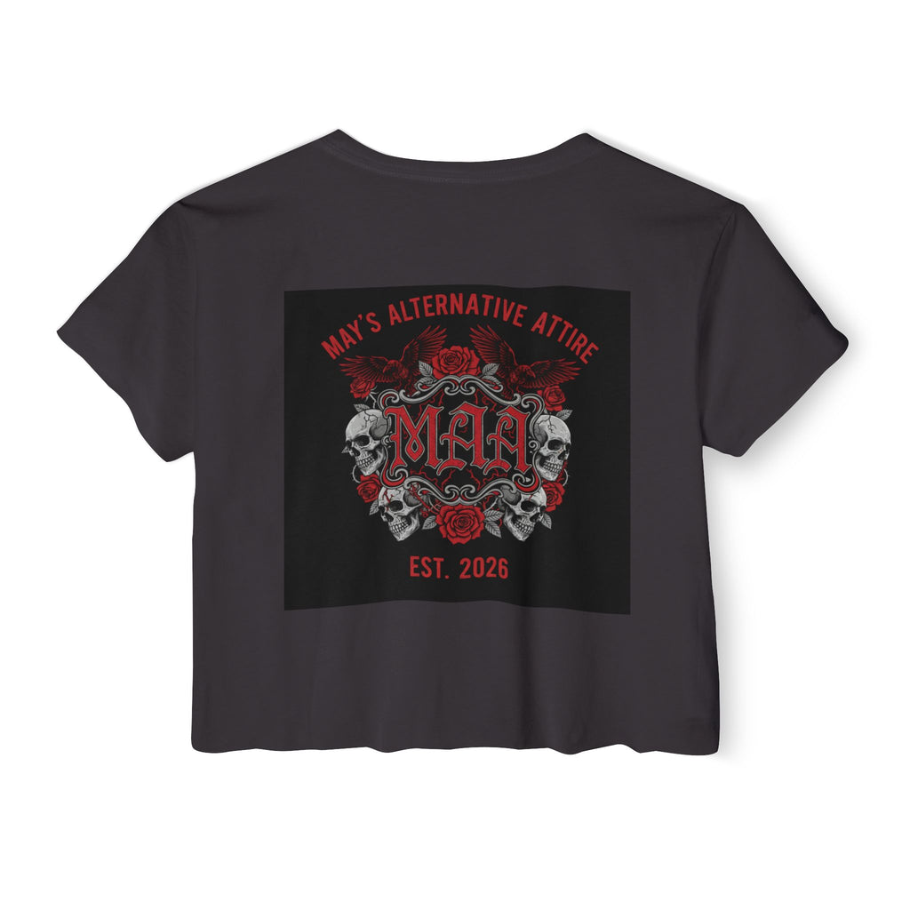 Women's Festival Crop Top — MAA Gothic Skull & Rose Crop Top (May's Alternative Attire)
